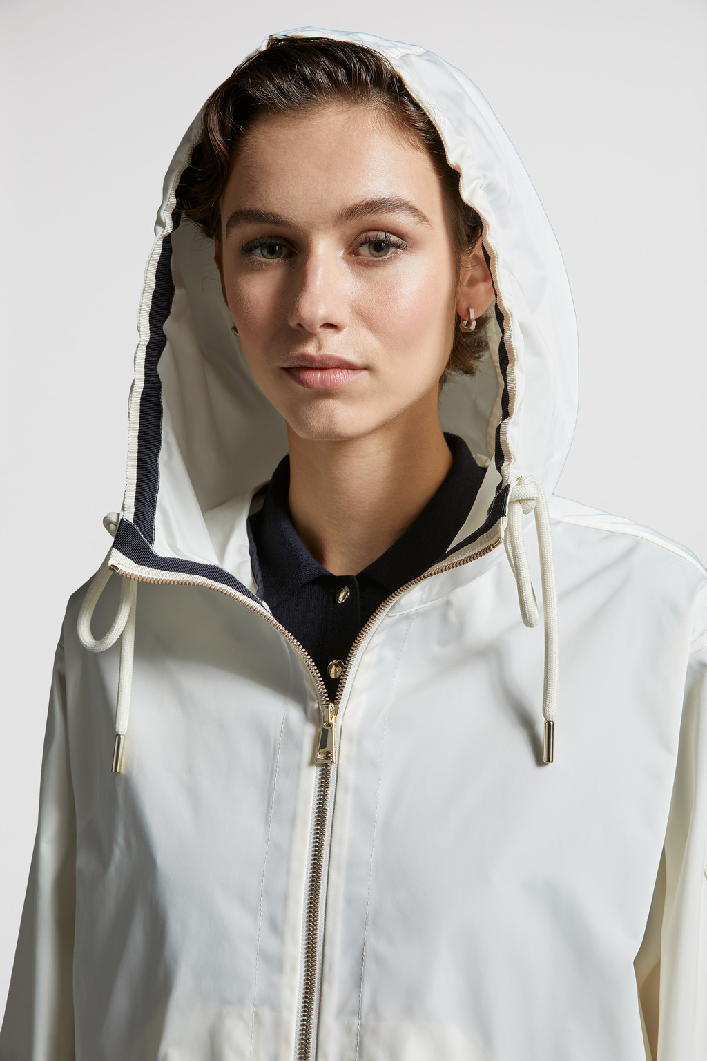 White Cassiopea Hooded Jacket Windbreakers & Raincoats for Women