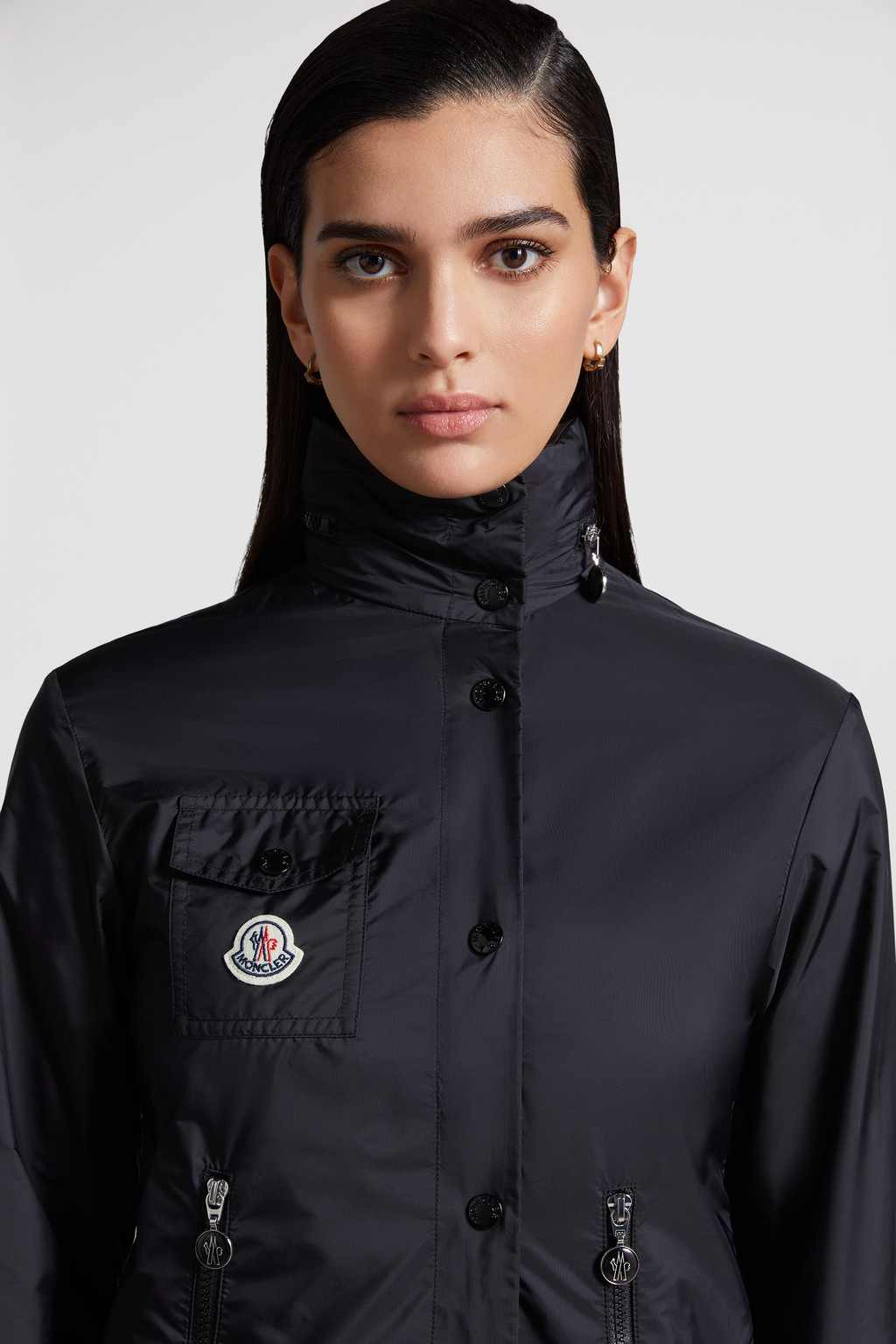 Black Lico Rain Jacket Windbreakers & Raincoats for Women Moncler US