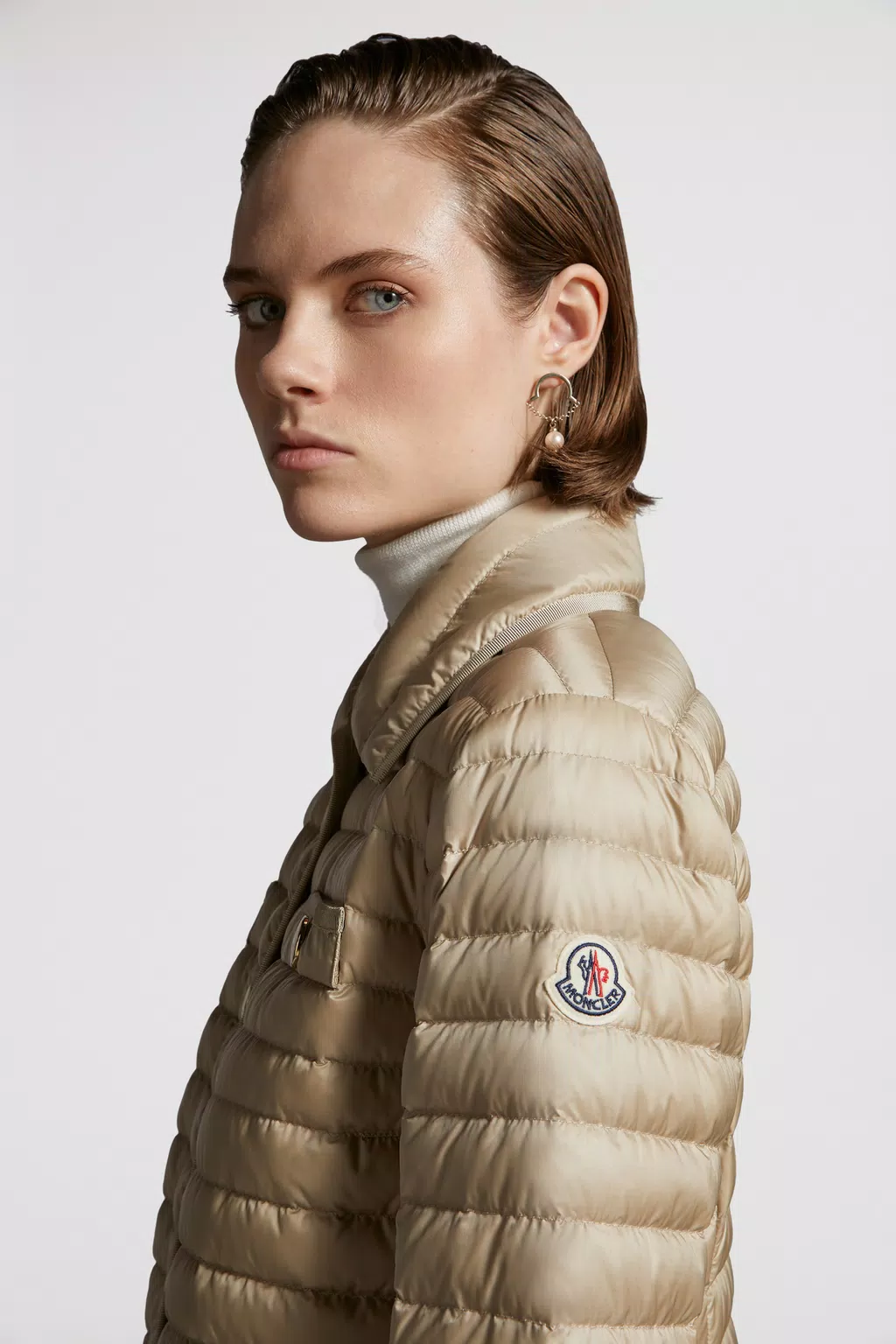 Beige Calipso Long Down Jacket - Long Down Jackets for Women | Moncler US