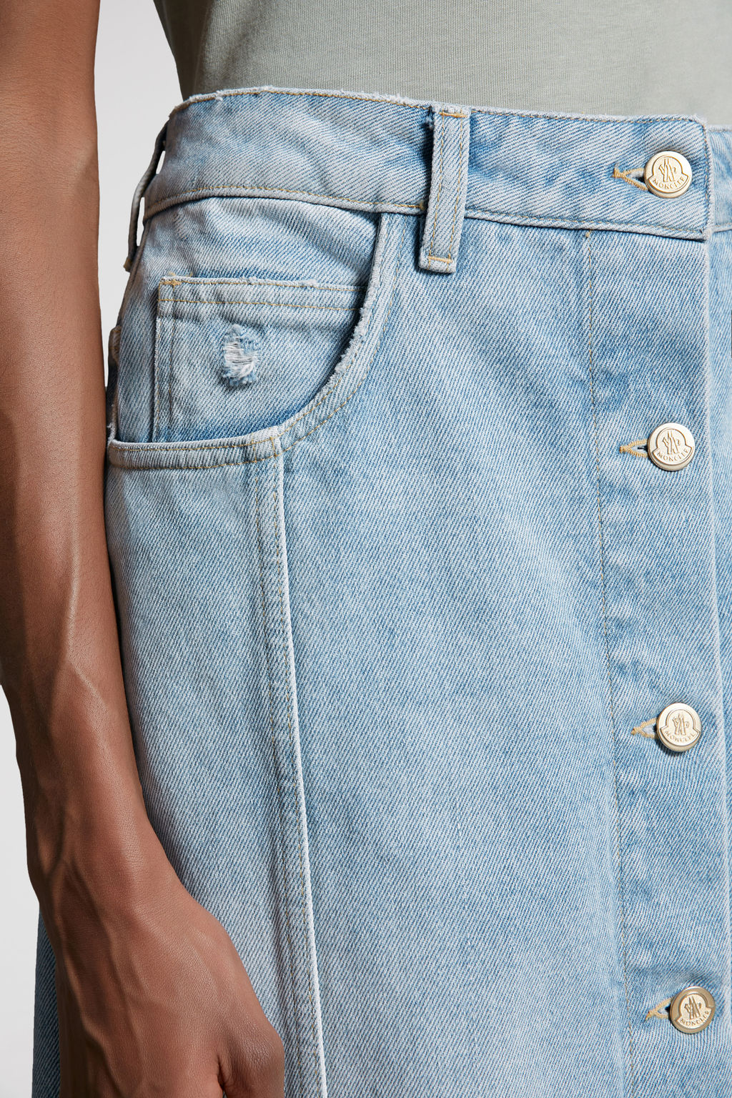 Get It Going Denim Blue Midi Skirt