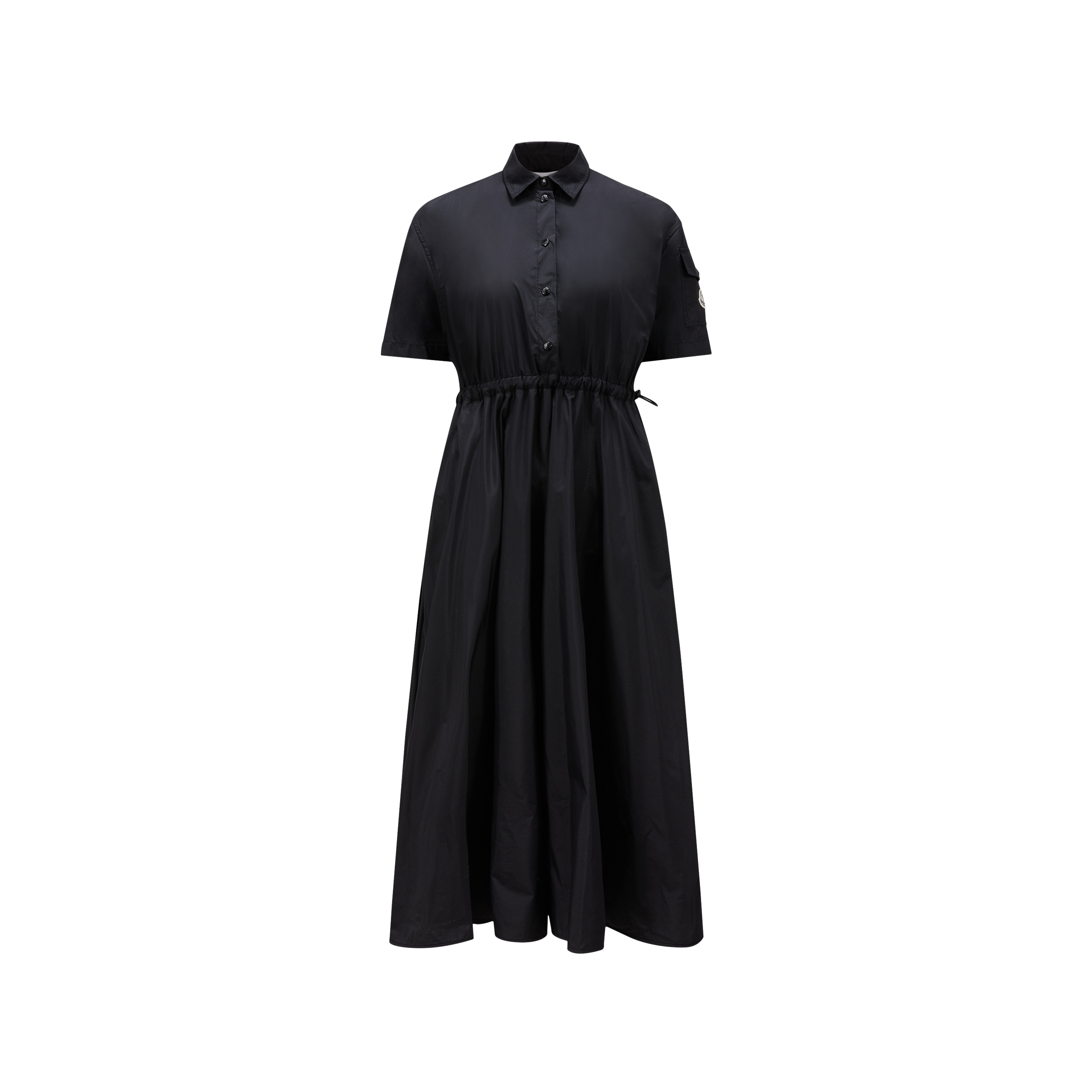 Shop Moncler Collection Poplin Midi Shirt Dress Black