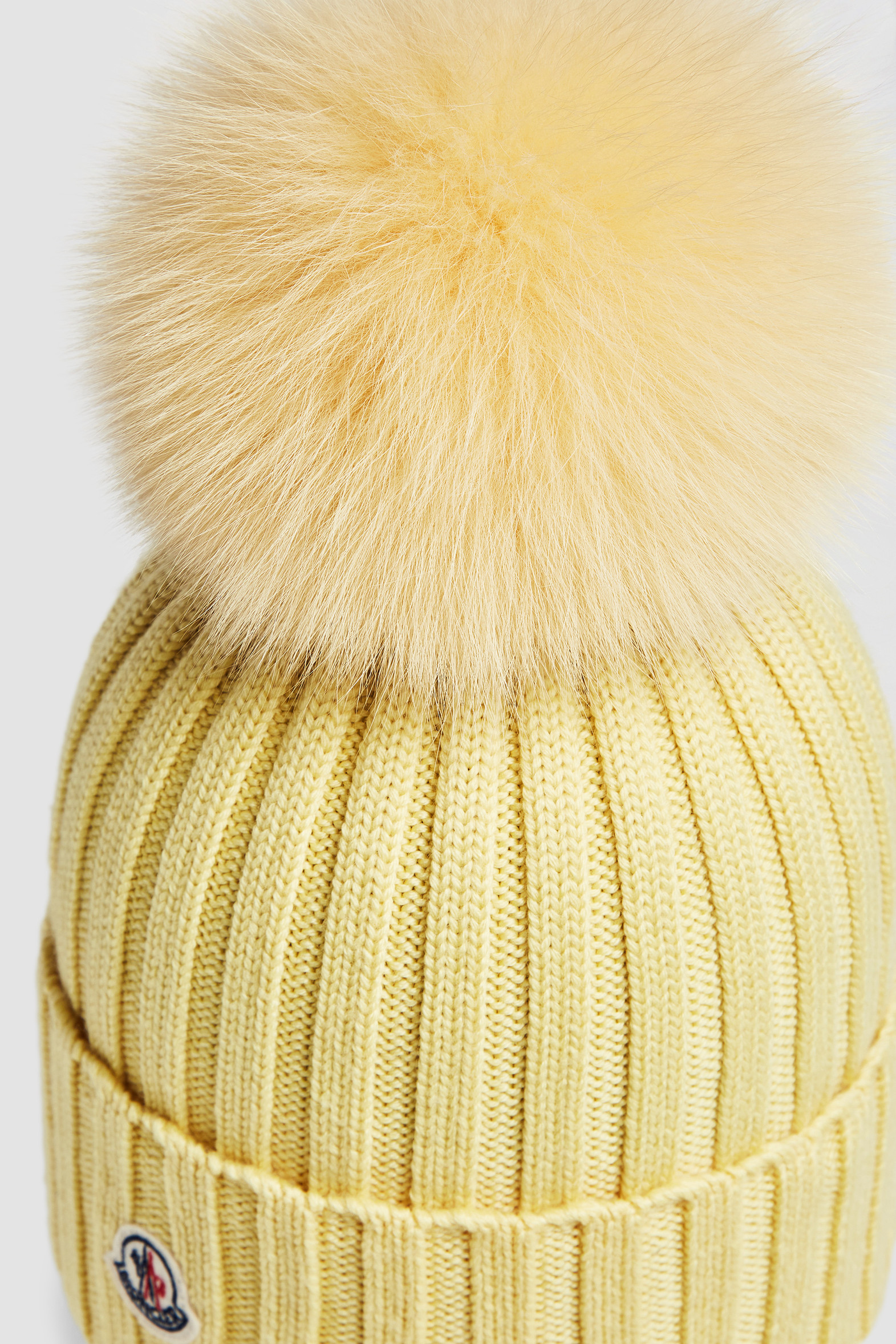 Light Yellow Wool Beanie With Pom Pom - Hats & Beanies For Women ...