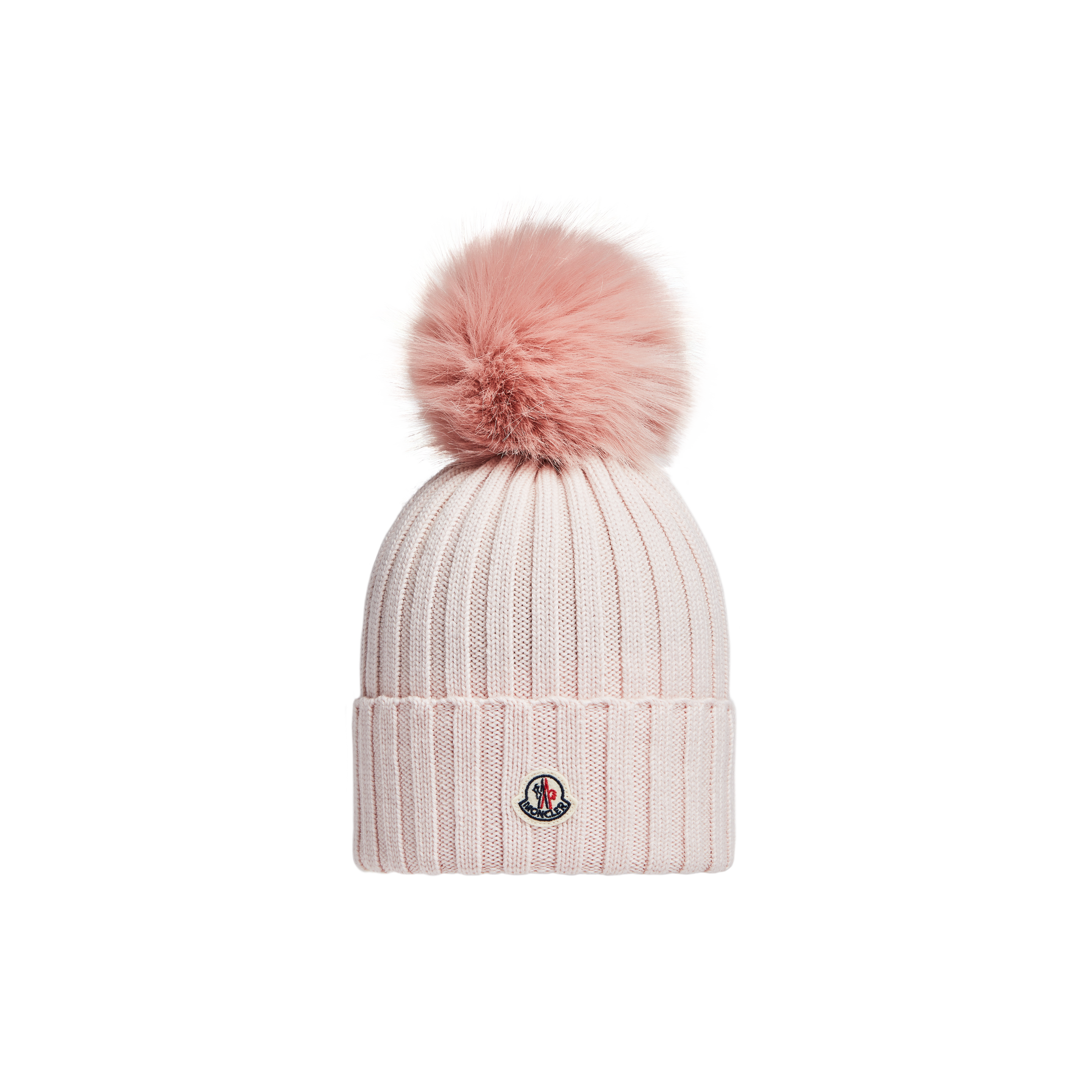 Moncler Collection Wool Beanie With Pom Pom Pink