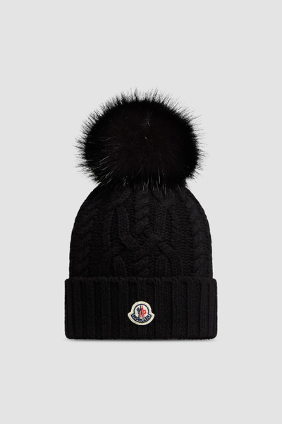 Black Cashmere Beanie with Pom Pom - Hats & Beanies for Women | Moncler US