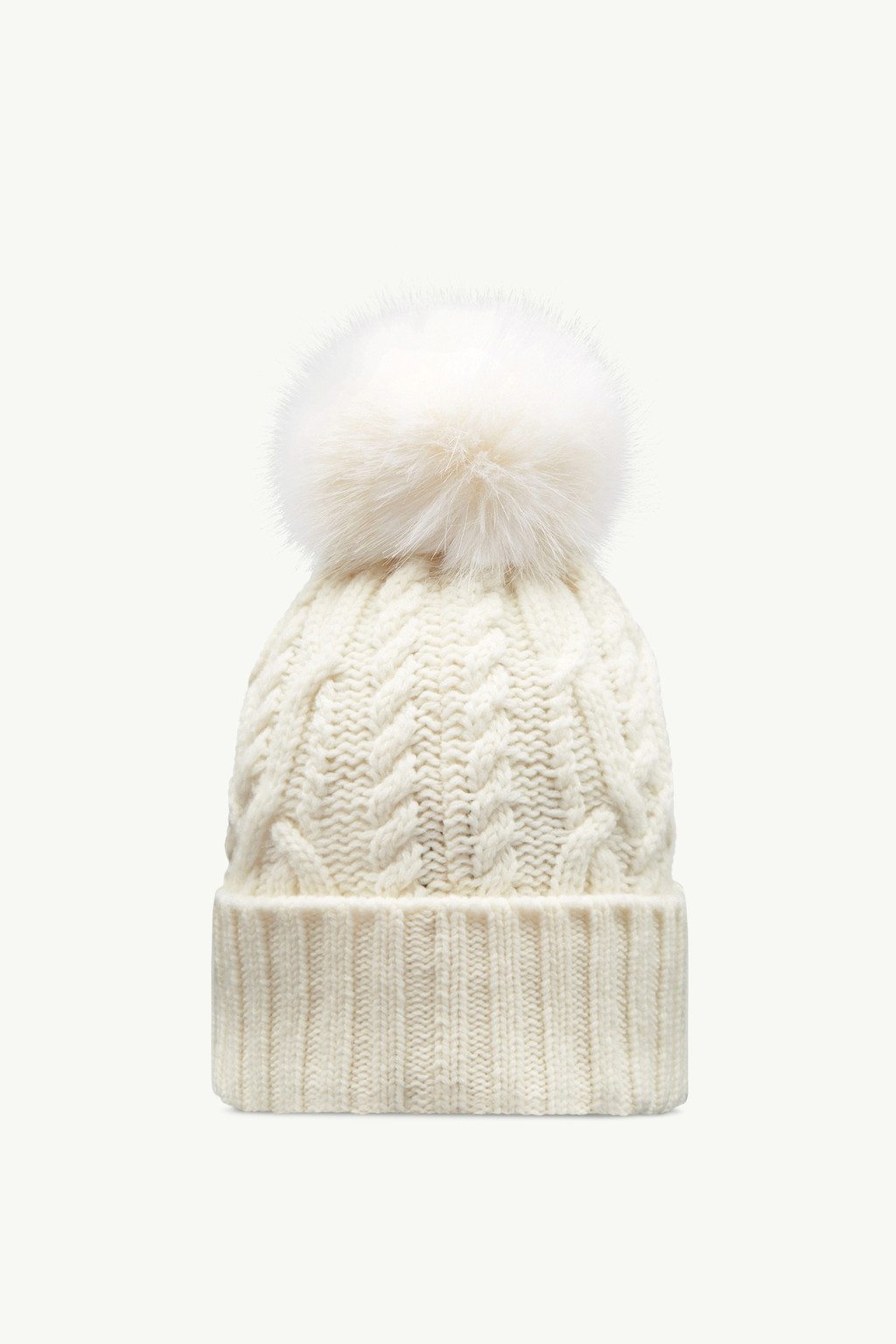 Bonnet en cachemire et laine avec pompon Blanc Optique - Chapeaux ...
