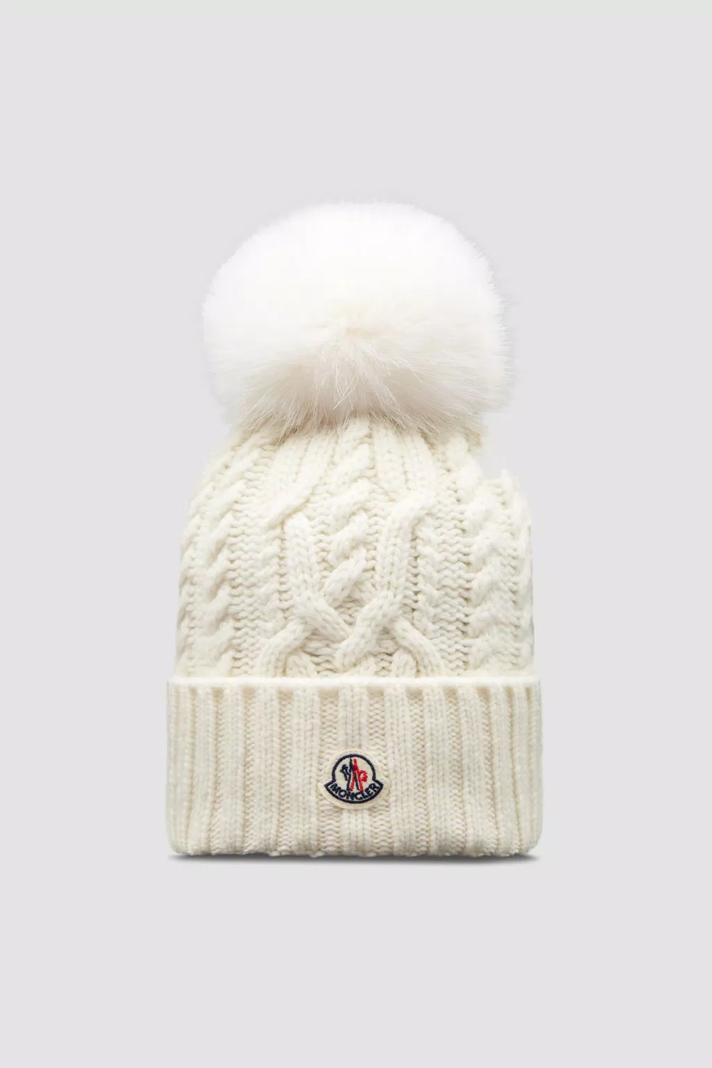 Wool & Cashmere Beanie with Pom Pom Women Optical White Moncler 1