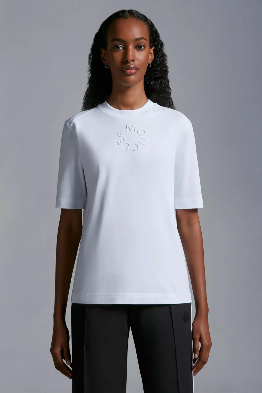 Embossed Logo T-Shirt Women Optical White Moncler 1