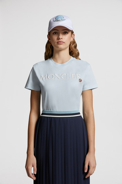 Light Blue Embroidered Logo T-Shirt - Tops & T-shirts for Women | Moncler US