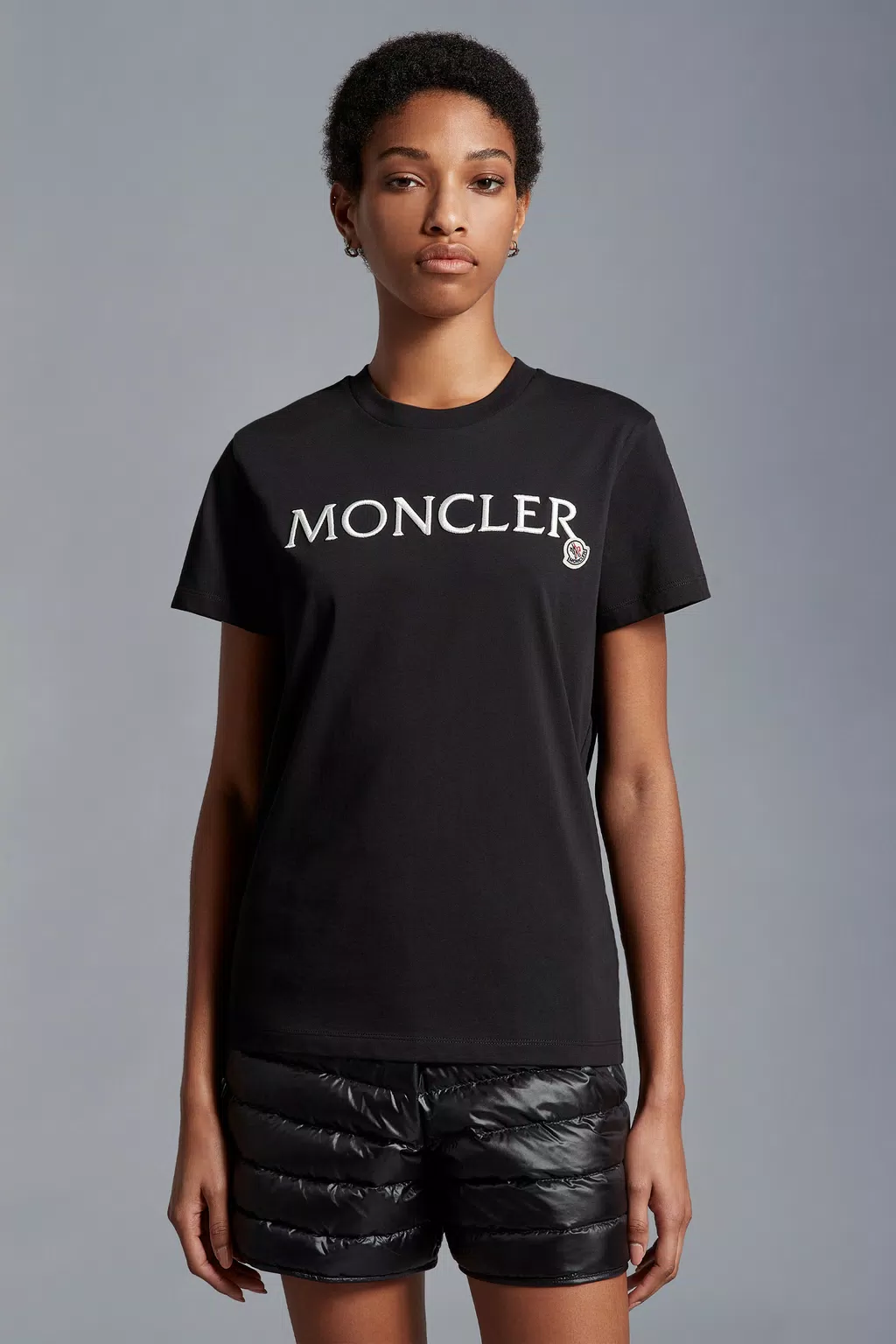 Embroidered Logo T-Shirt Women Black Moncler 1