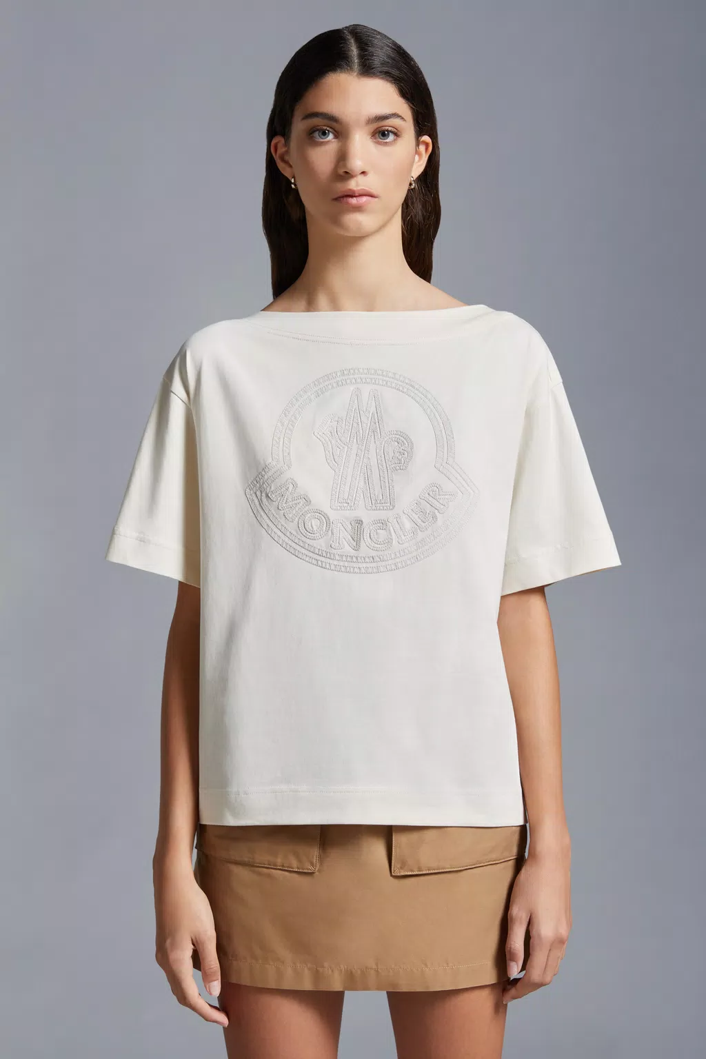 T-shirt con logo ricamato Donna Bianco Moncler 1