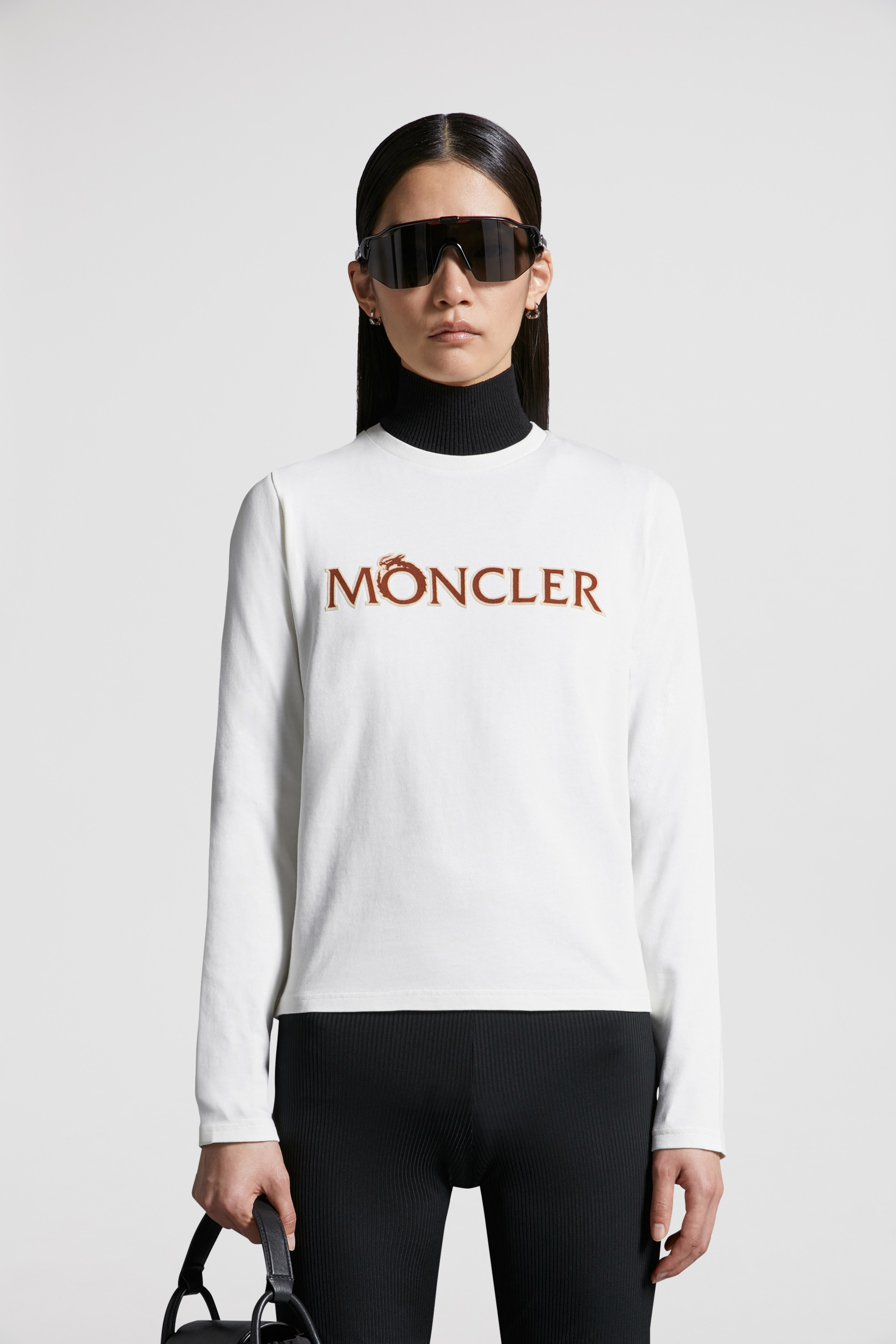 White Logo Long Sleeve T-Shirt - Tops & T-shirts for Women | Moncler US