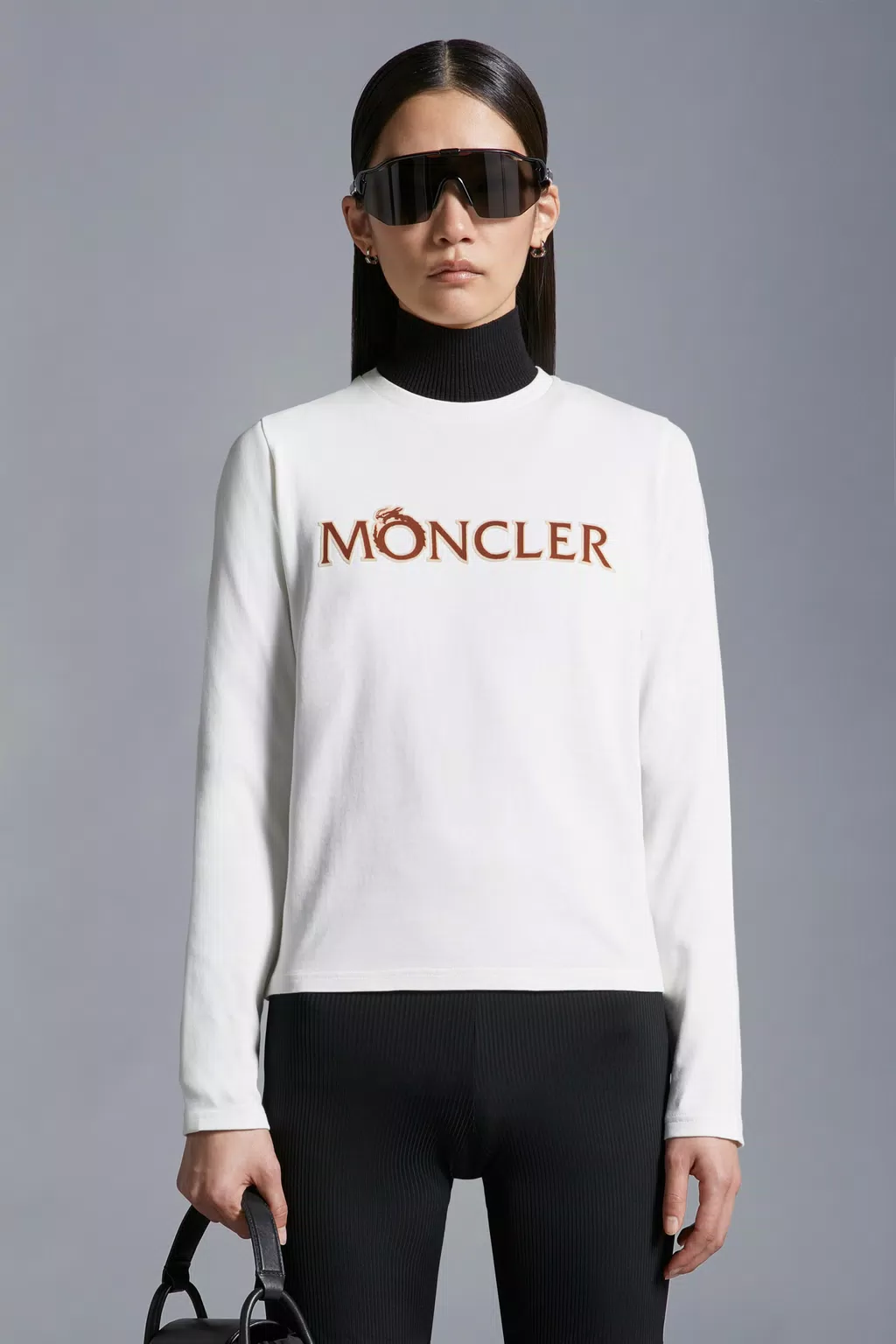 Logo Long Sleeve T-Shirt Women White Moncler 1
