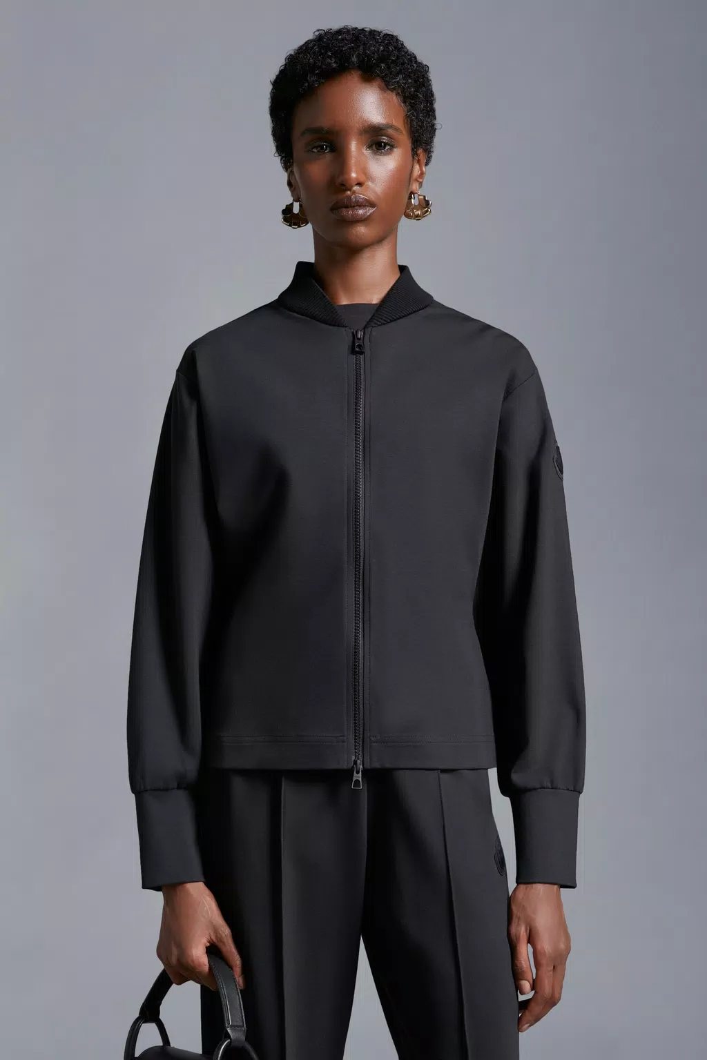 Zip-Up Sweatshirt Women Dark Grey Moncler 1