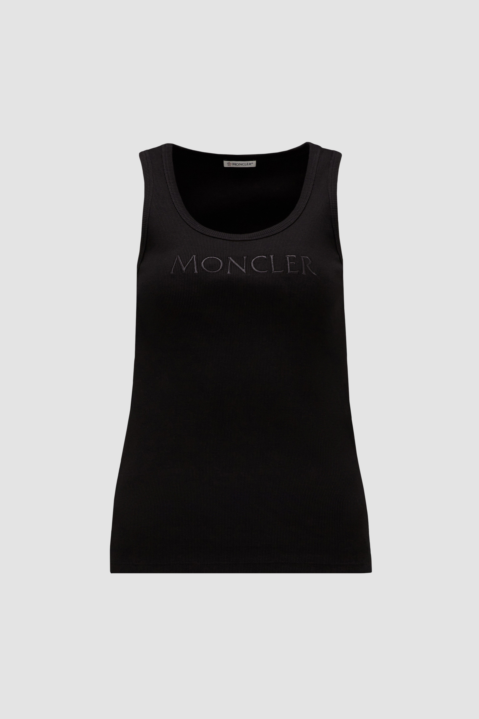 Black Embroidered Logo Tank Top Tops T Shirts for Women Moncler ES