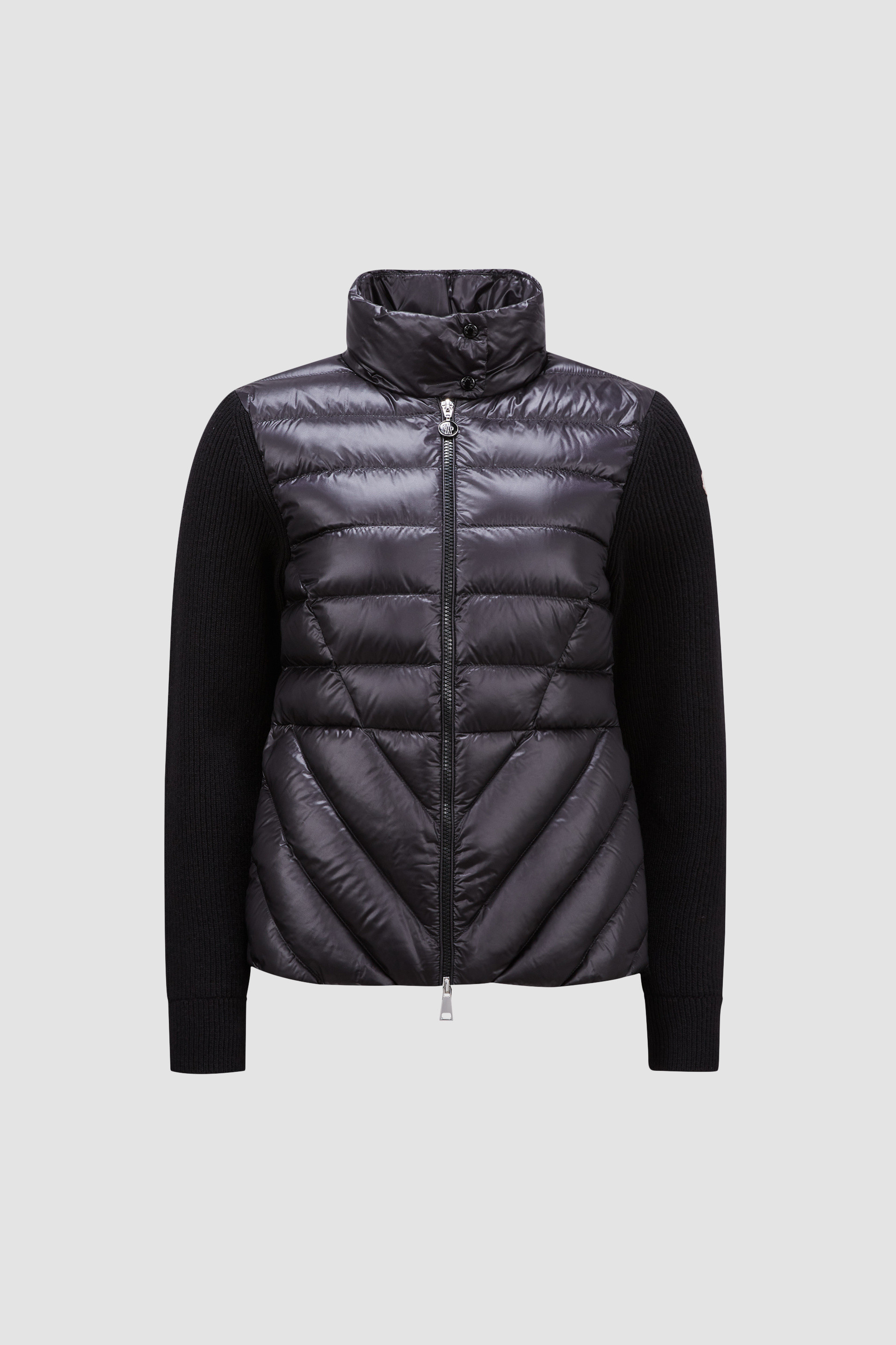 Black Padded Wool Cardigan - Sweaters & Cardigans for Women | Moncler LT