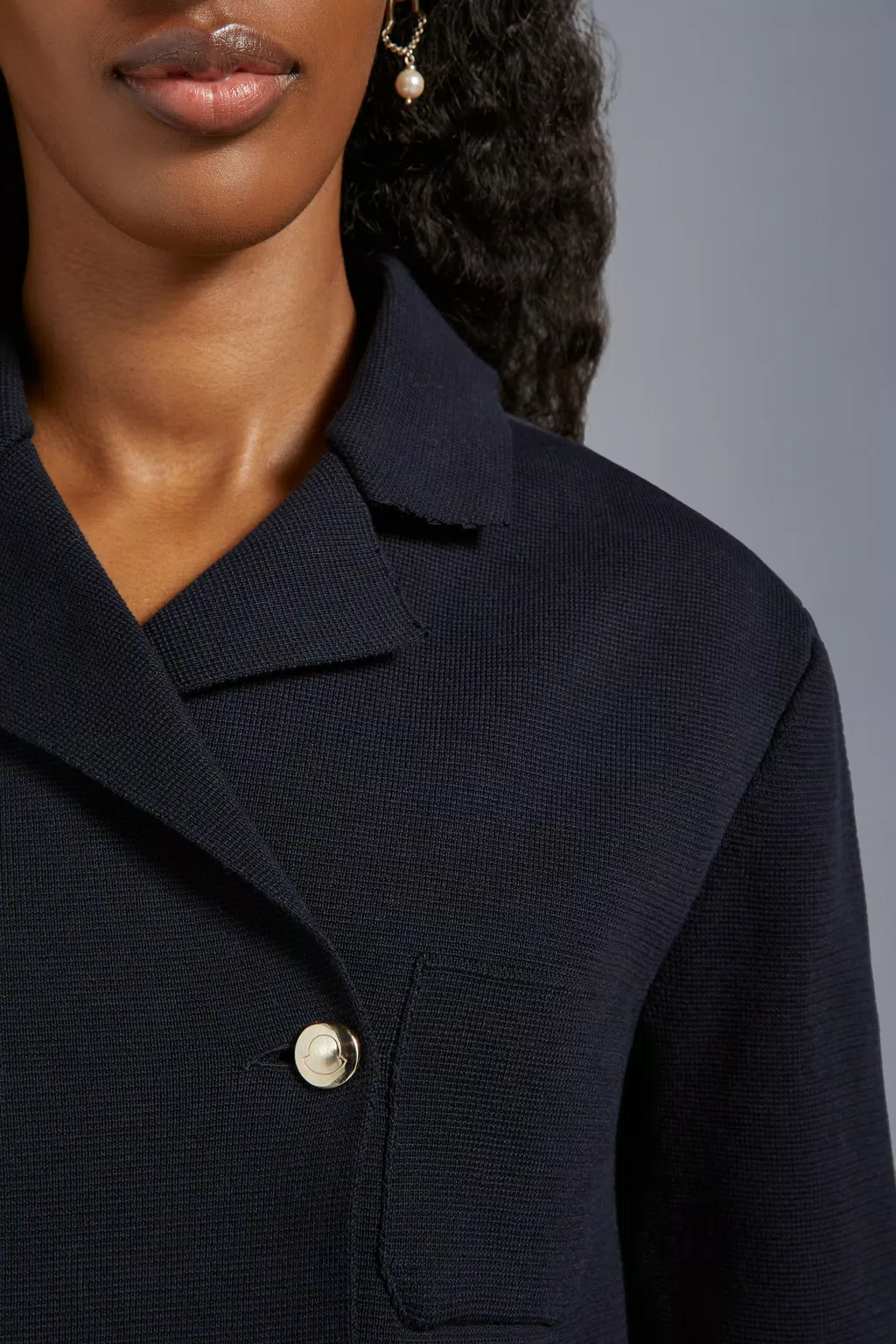Blue Padded Cotton Cardigan - Sweaters & Cardigans for Women | Moncler CH