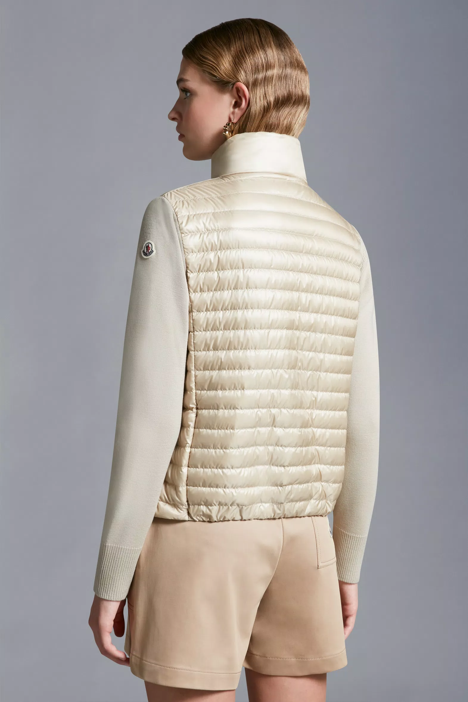 Beige Padded Wool Cardigan - Sweaters & Cardigans for Women | Moncler HR