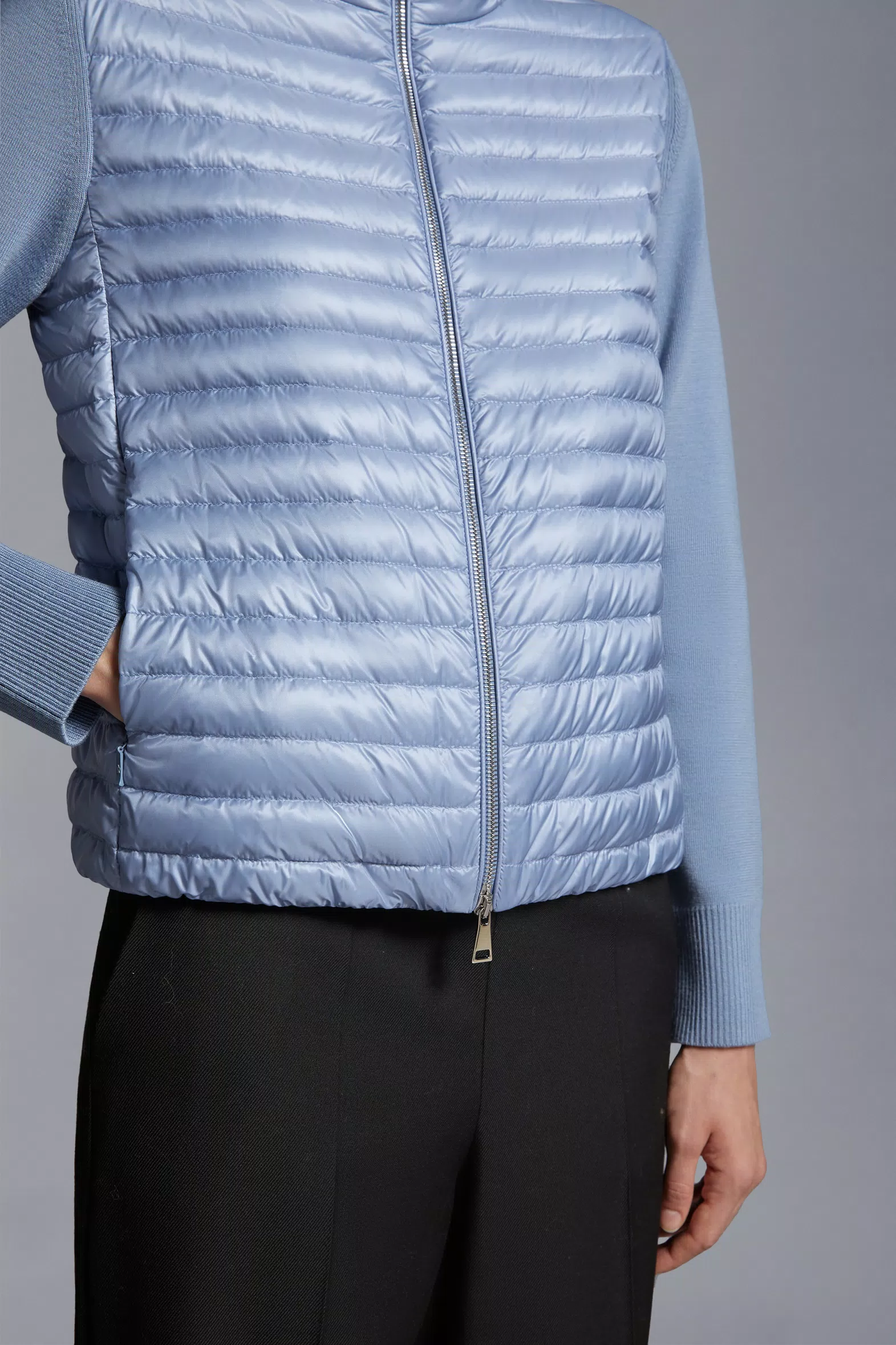 Blue Padded Wool Cardigan - Sweaters & Cardigans for Women | Moncler SI