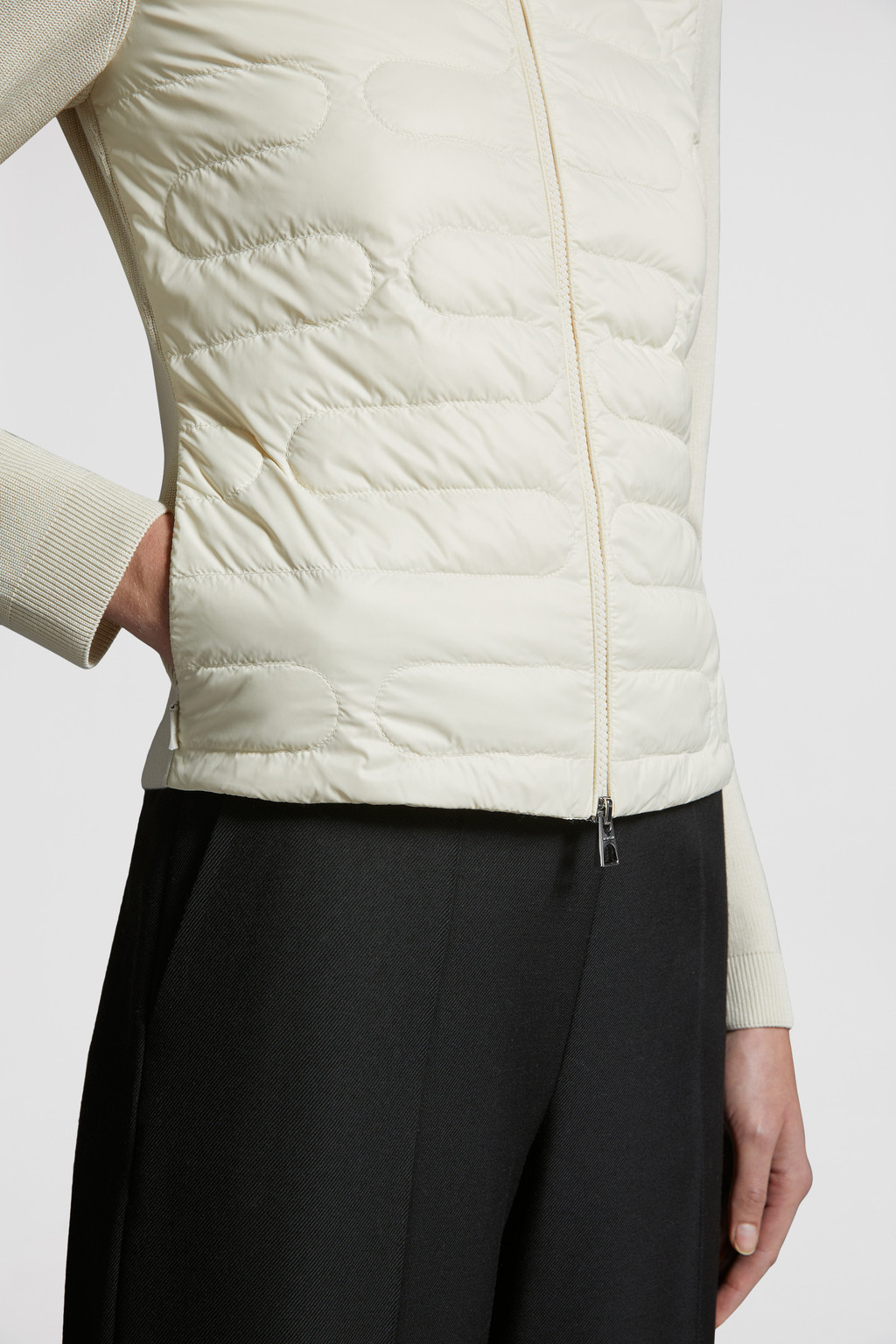 White Padded Cotton ZipUp Cardigan Sweaters & Cardigans for Women