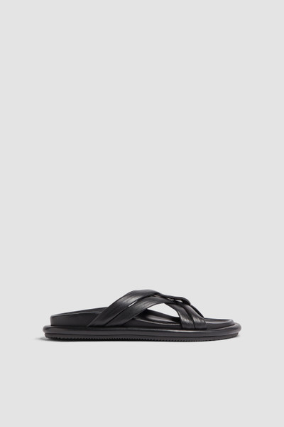 Black Bell Soft Leather Slides - Sandals & Sliders for Women | Moncler US