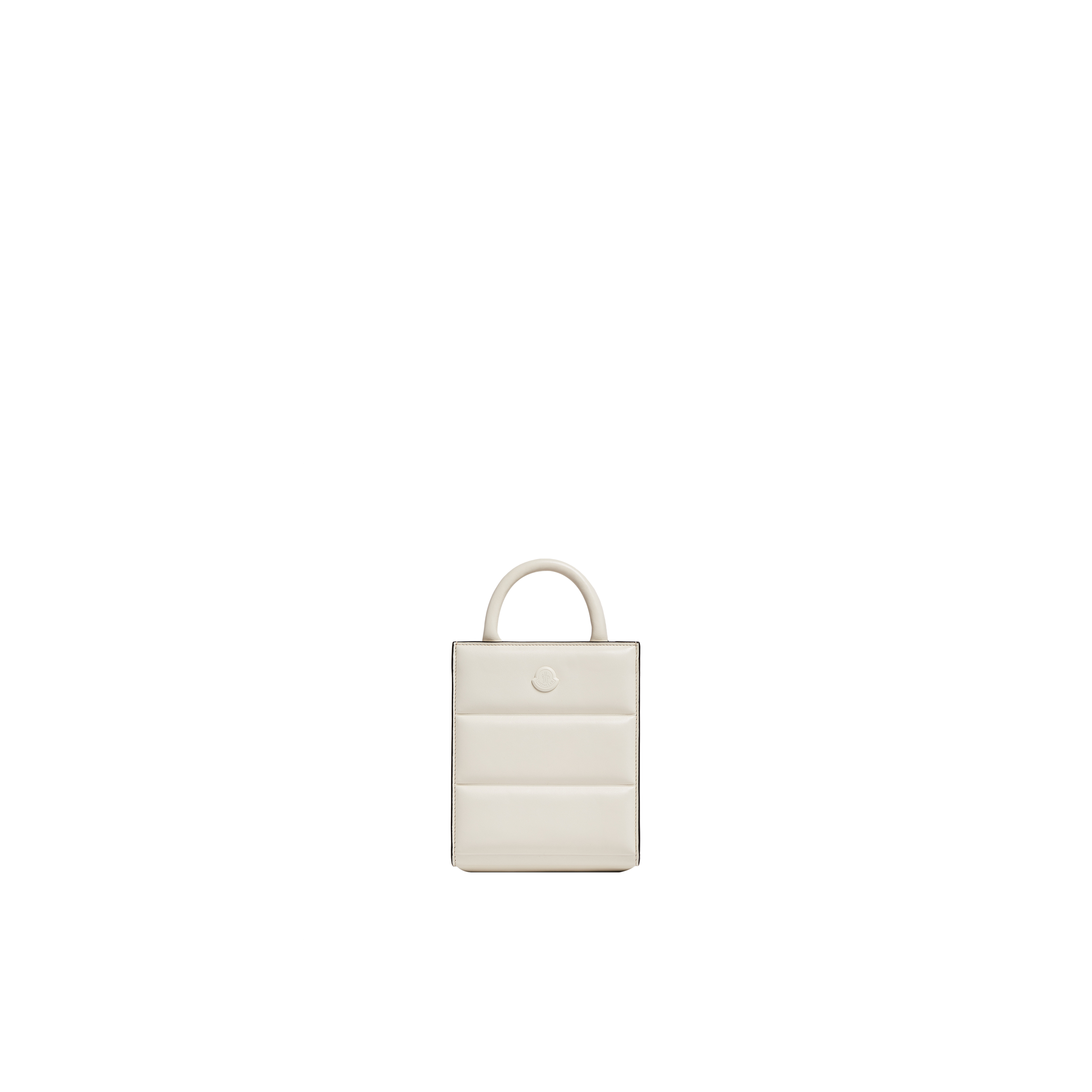 Moncler Collection Doudoune Leather Mini Tote Bag, White, Size: One Size