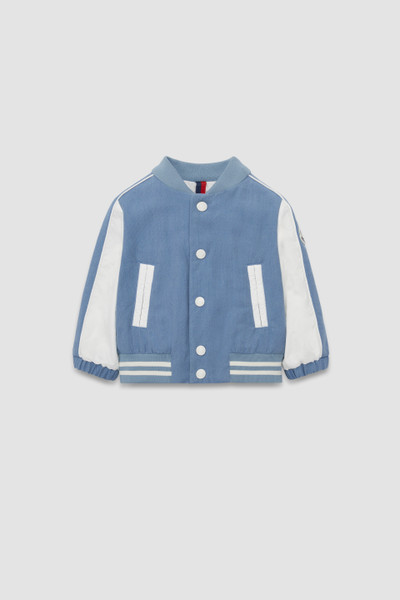 Light Blue Kobby Denim Bomber Jacket Outerwear for Children Moncler IE