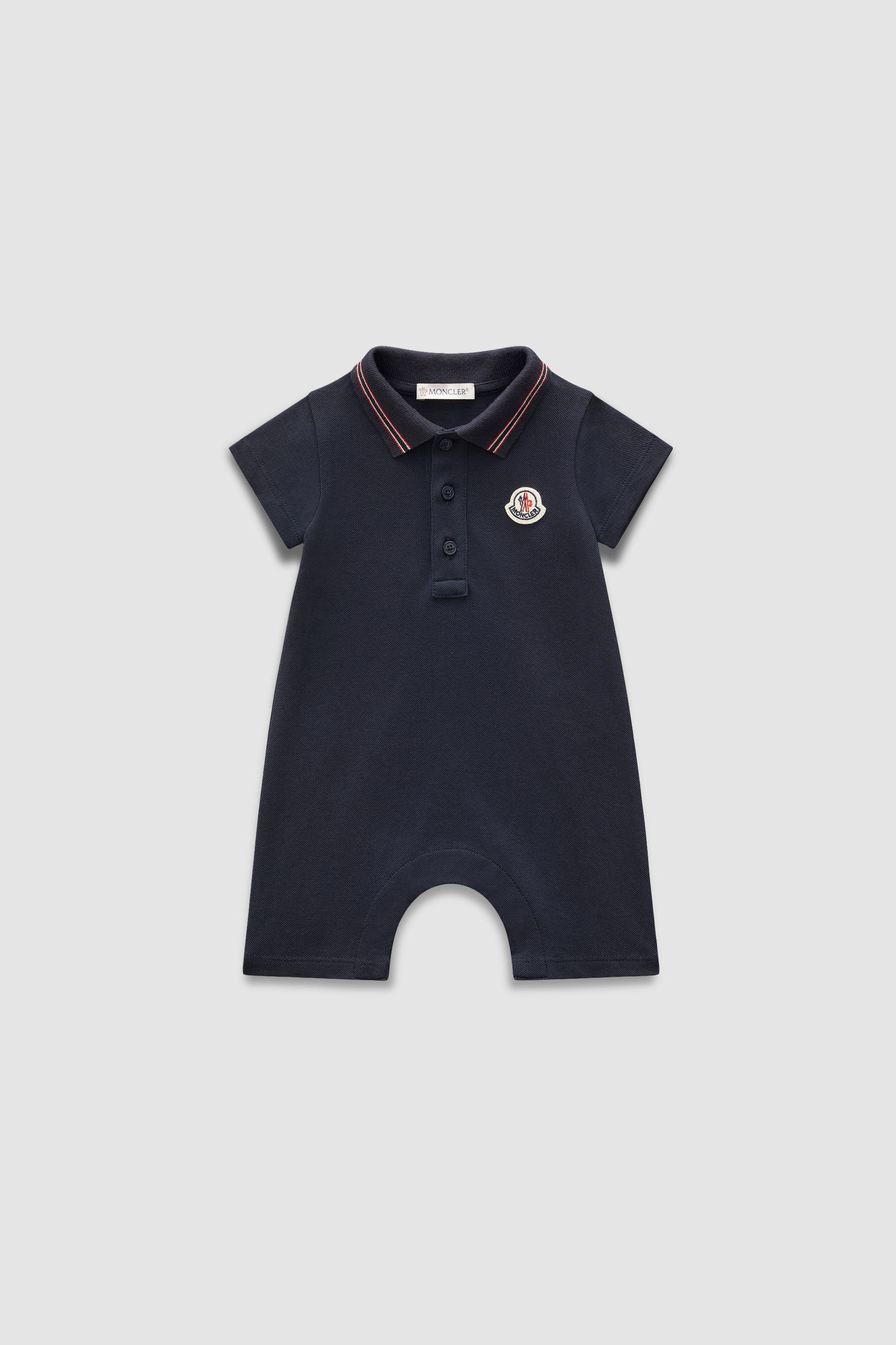 Dark Blue Logo Patch Baby Romper Clothing for Children Moncler GR