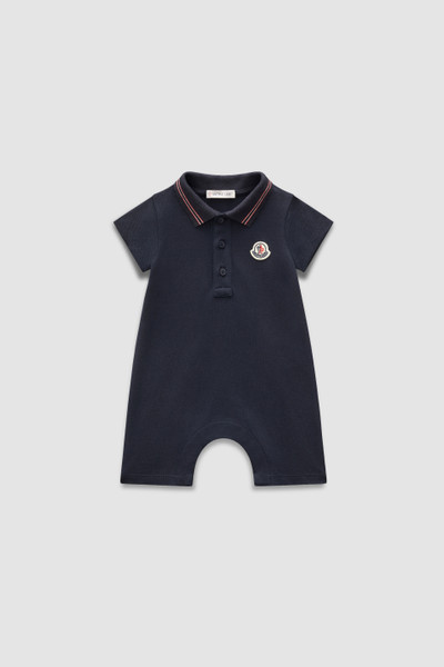 Dark Blue Logo Patch Baby Romper - Clothing for Children | Moncler US