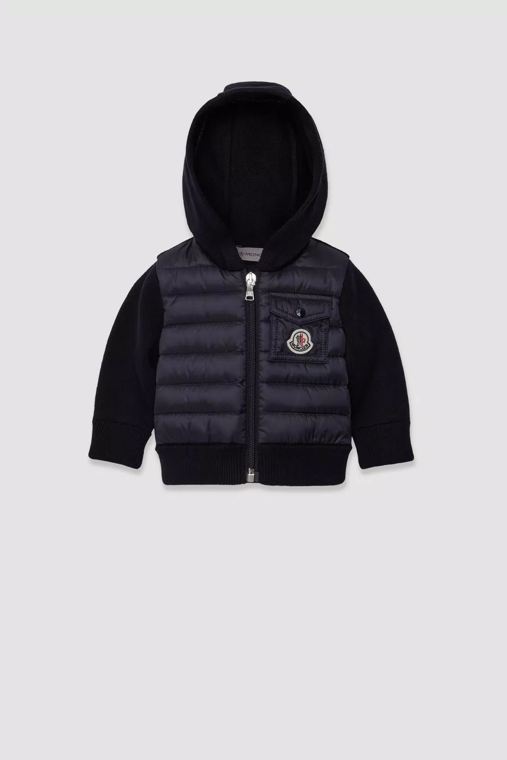 Padded Zip-Up Cotton Hoodie Gender Neutral Blue Moncler 1