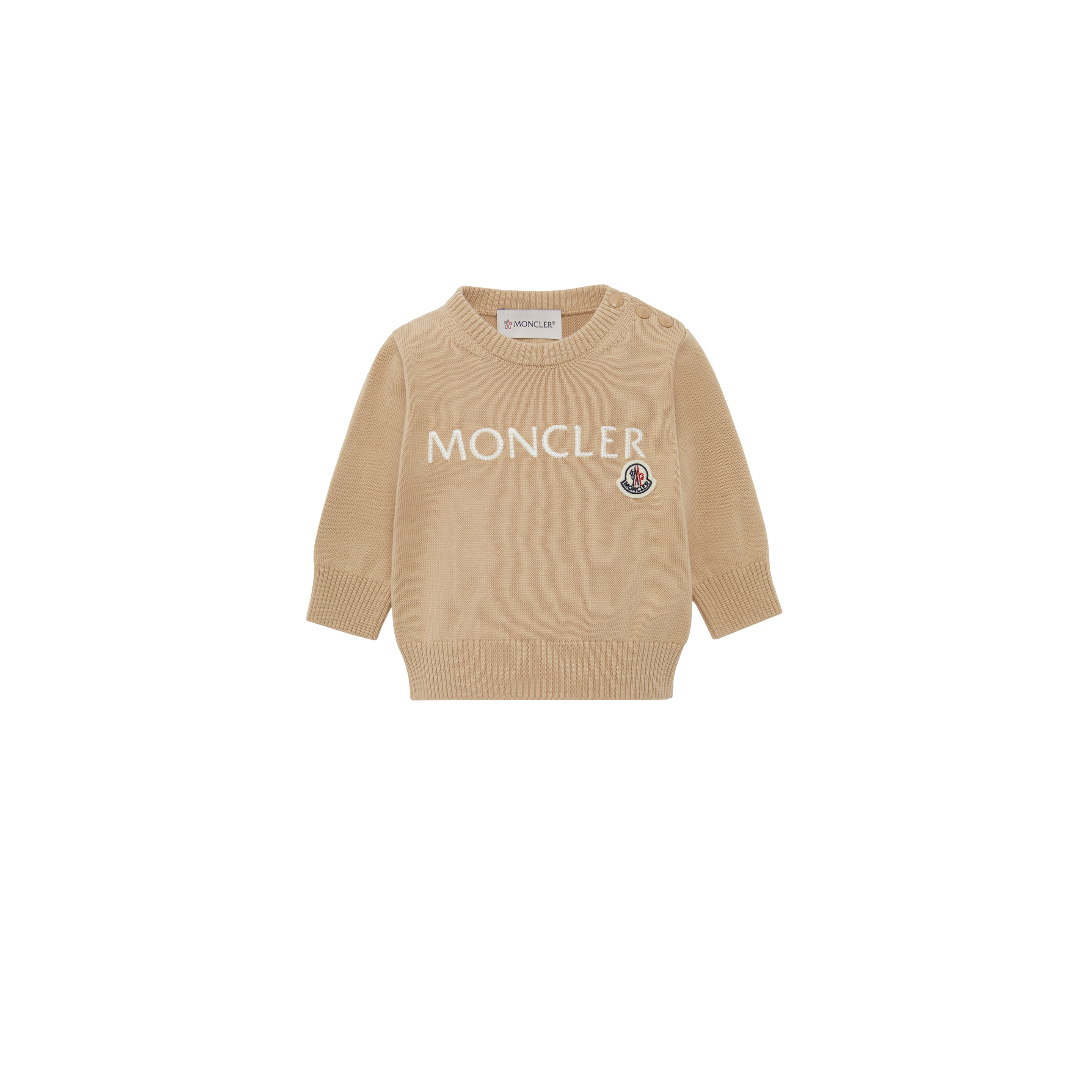 Moncler Logo Cotton Jumper, Beige, Size: 3y In Brown