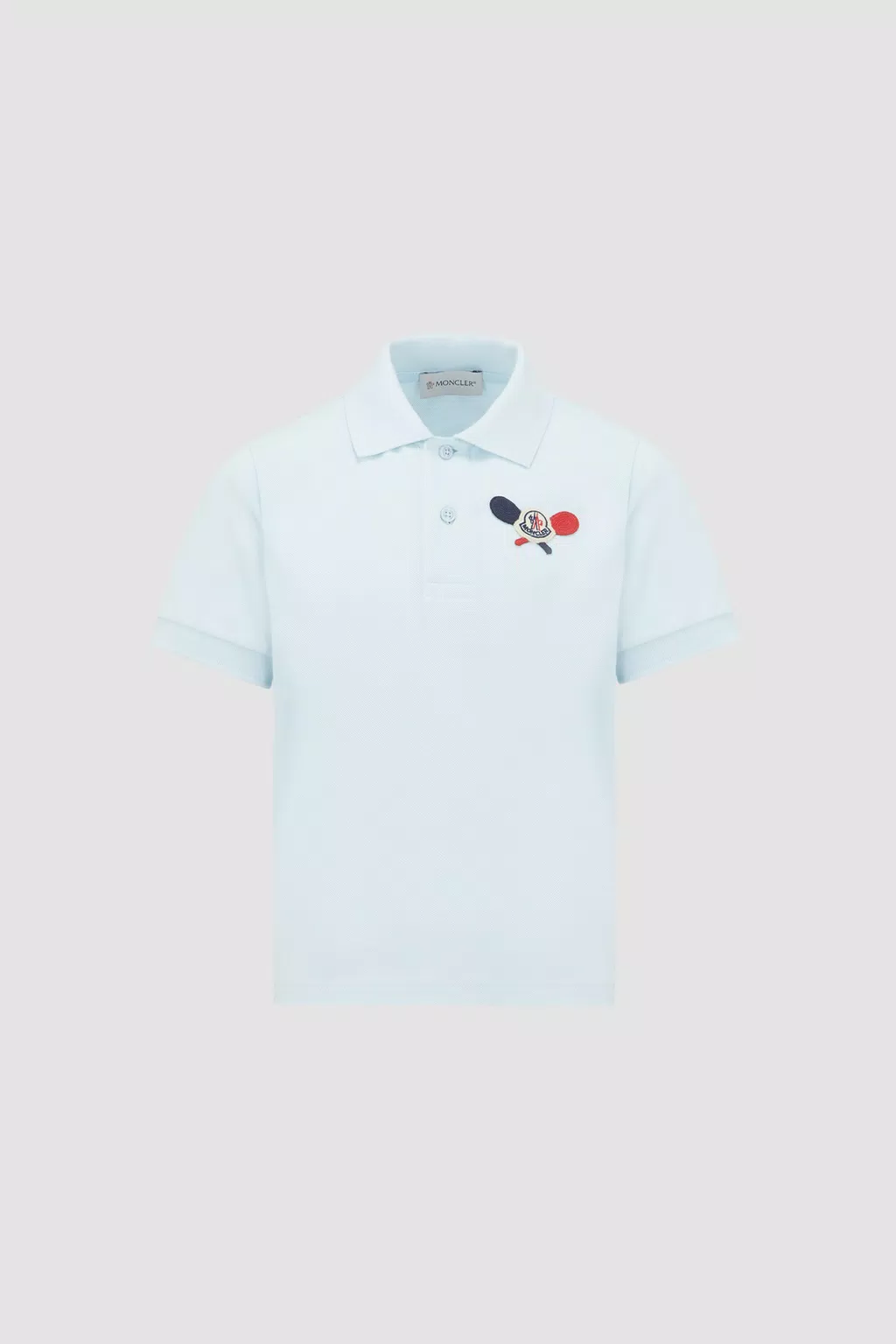 Tennis Logo Patch Polo Shirt Boy Light Blue Moncler 1