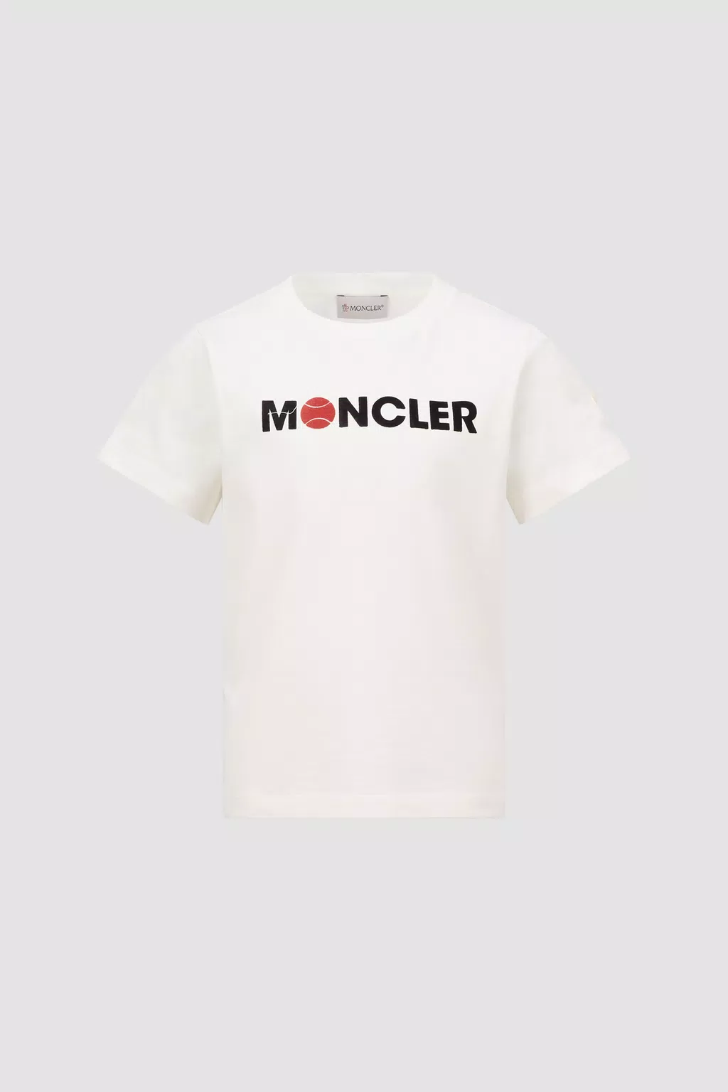 T-Shirt mit Tennis-Logoaufnäher Jungen Weiß Moncler 1