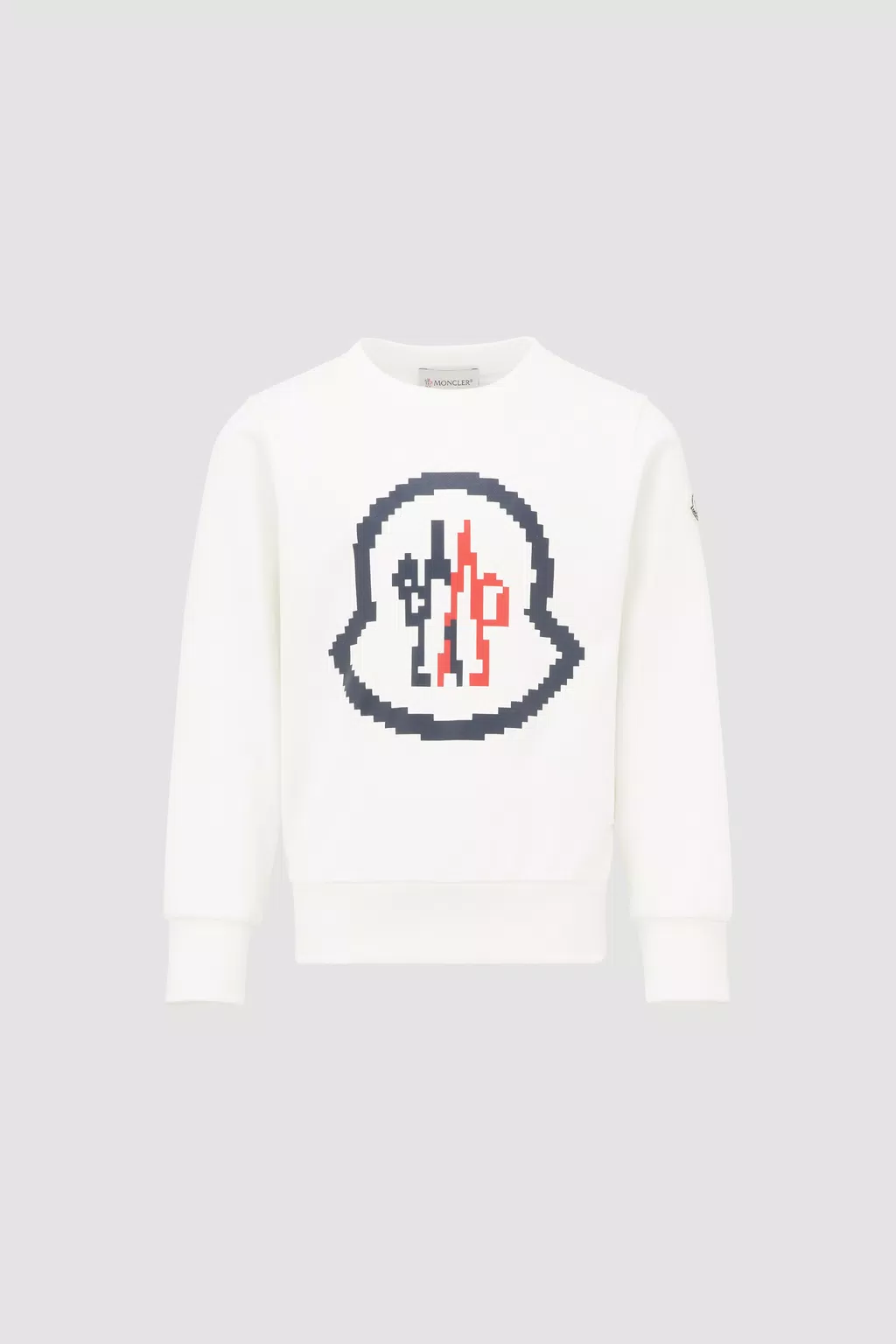 Pixelated Logo Sweatshirt Boy White Moncler 1