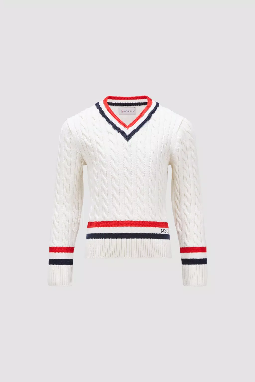 Pullover mit V-Ausschnitt aus Baumwolle Jungen Weiß Moncler 1