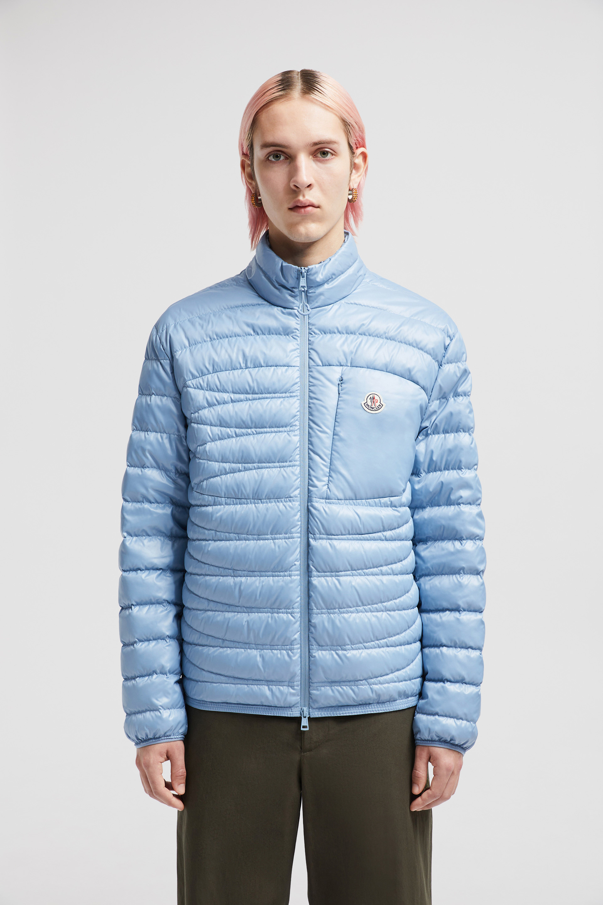 Light Blue Leveche Short Down Jacket - Short Down Jackets for Men | Moncler  GB