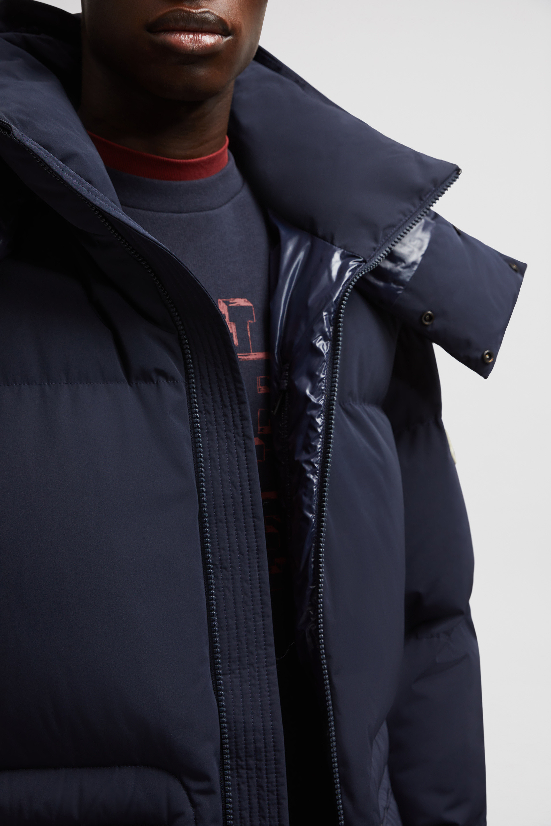 Night Blue Habagat Hooded Mid-Length Down Jacket - Short Night Blue Habagat Hooded Mid-Length Down Jacket - Short