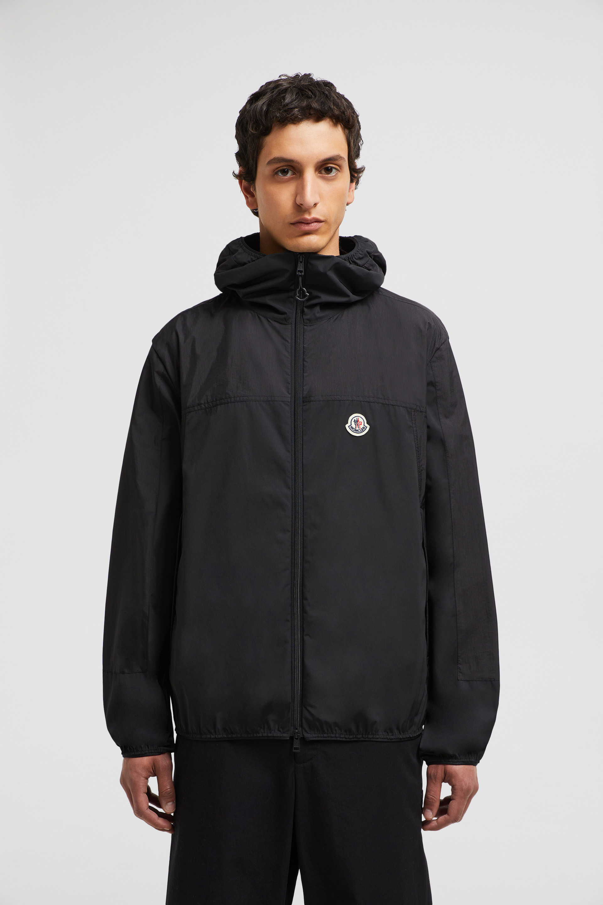 Moncler black windbreaker best sale