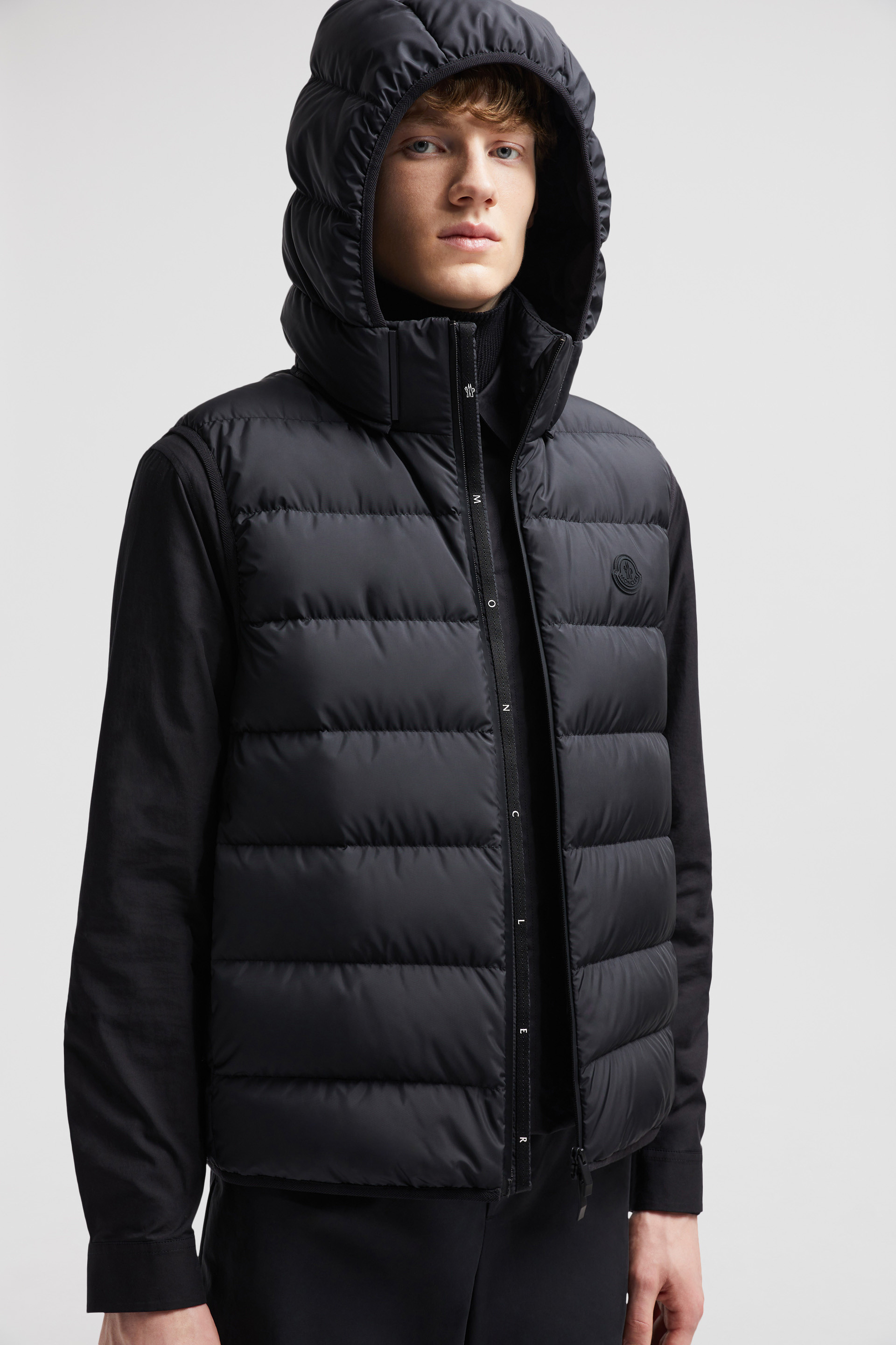 Black Valmasque Hooded Down Vest Vests for Men Moncler US