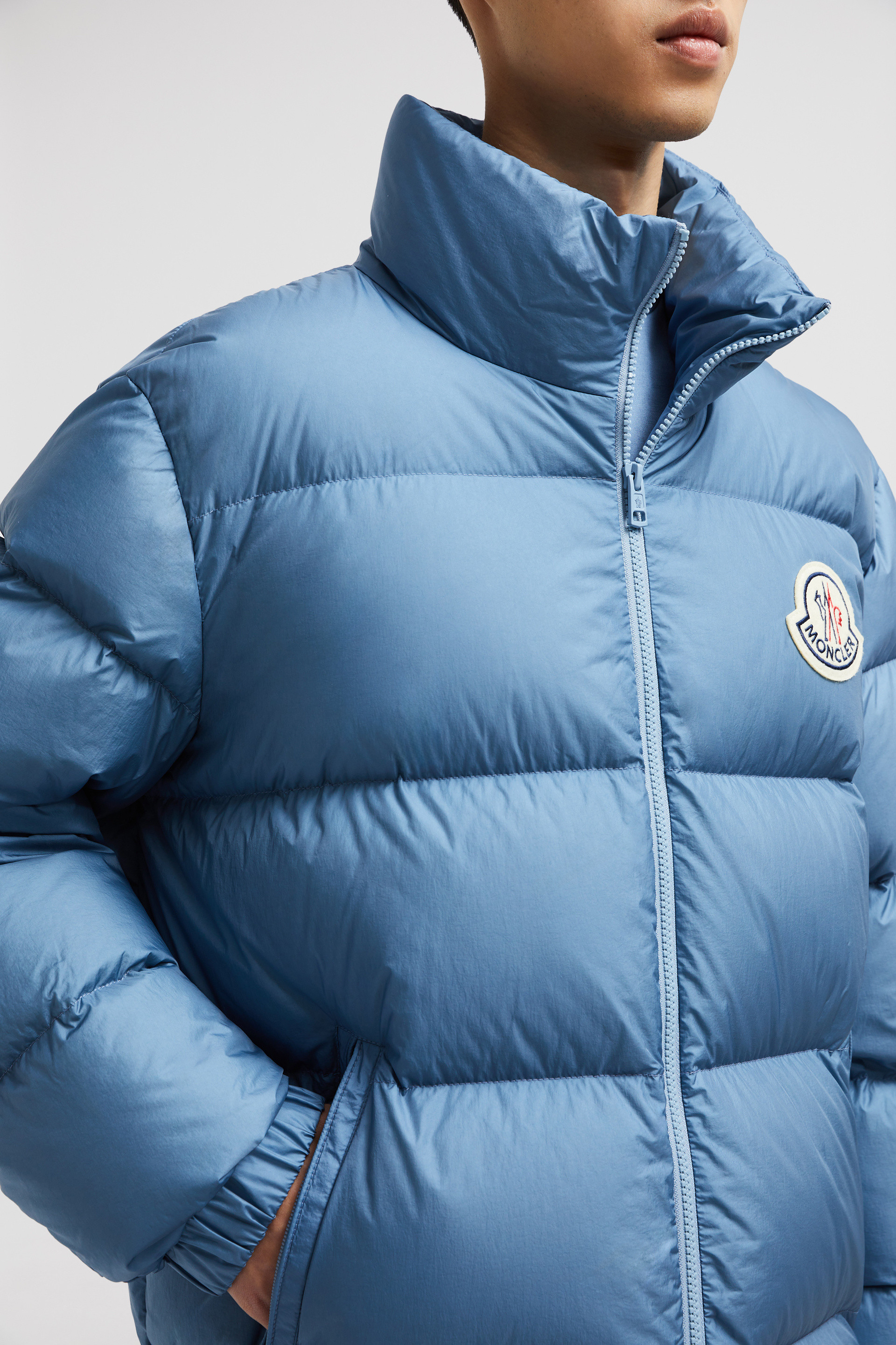 Moncler jacket light blue best sale