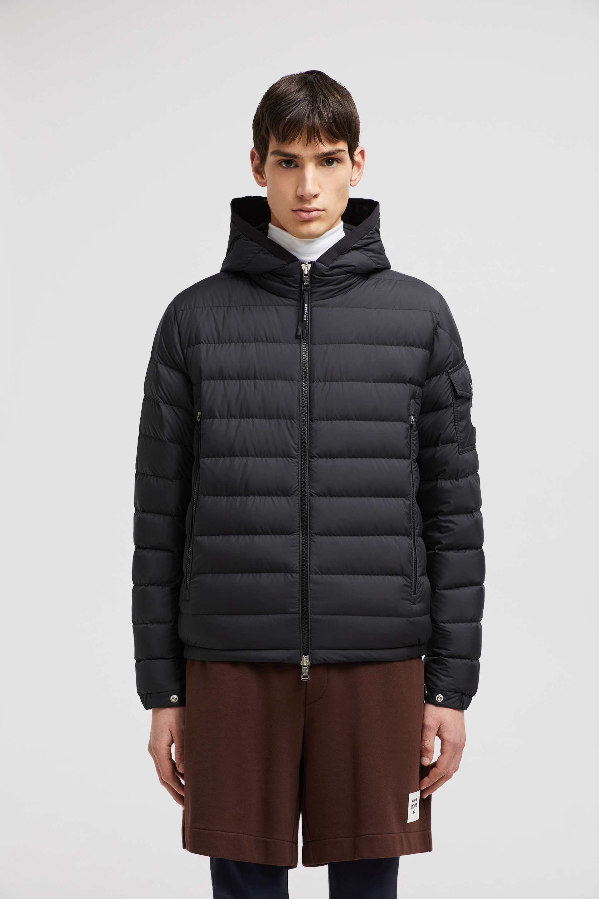 Black Galion Hooded Short Down Jacket - Short Down Jackets for Men | Moncler  US