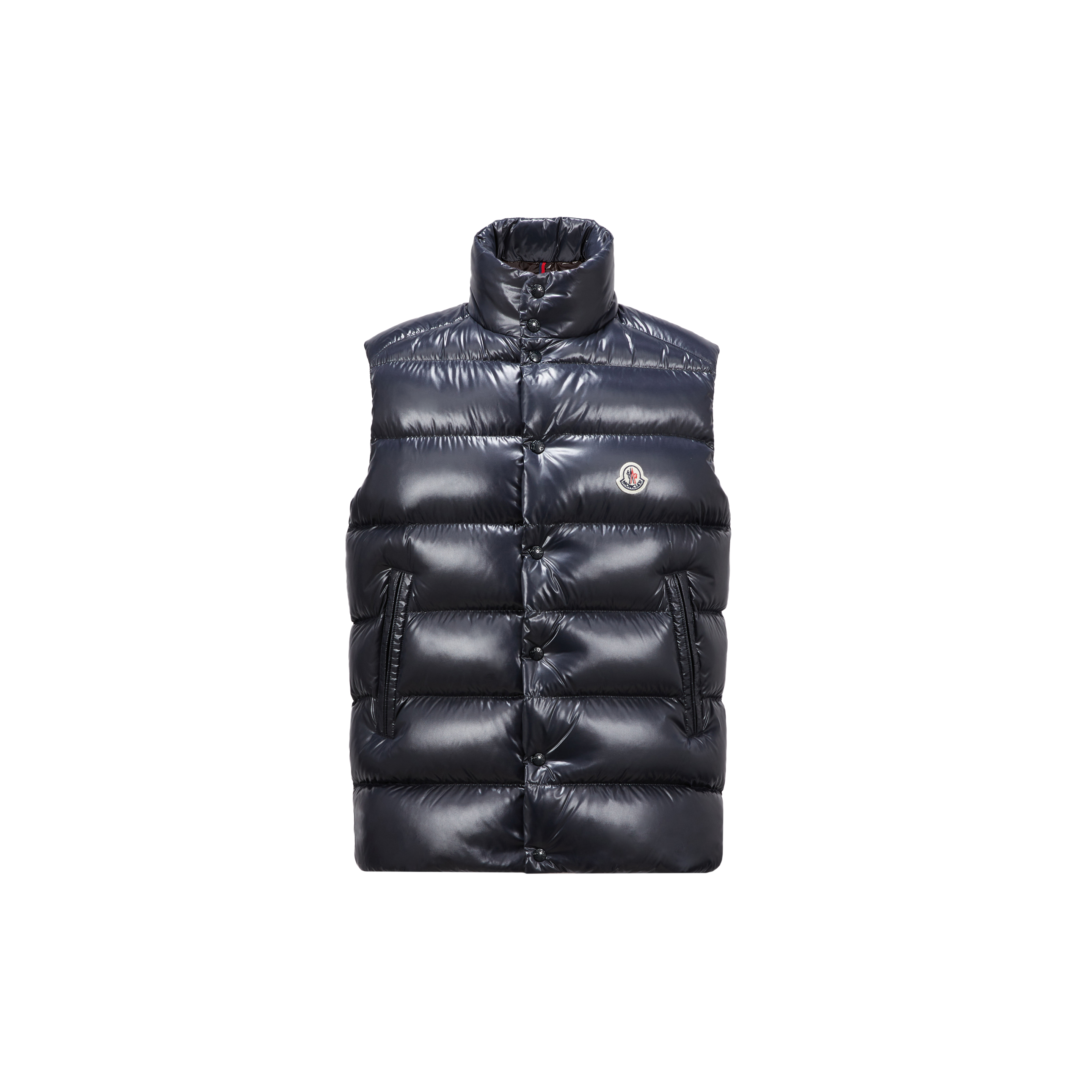 Shop Moncler Collection Tibb Down Gilet, Men, Blue, Size: 7