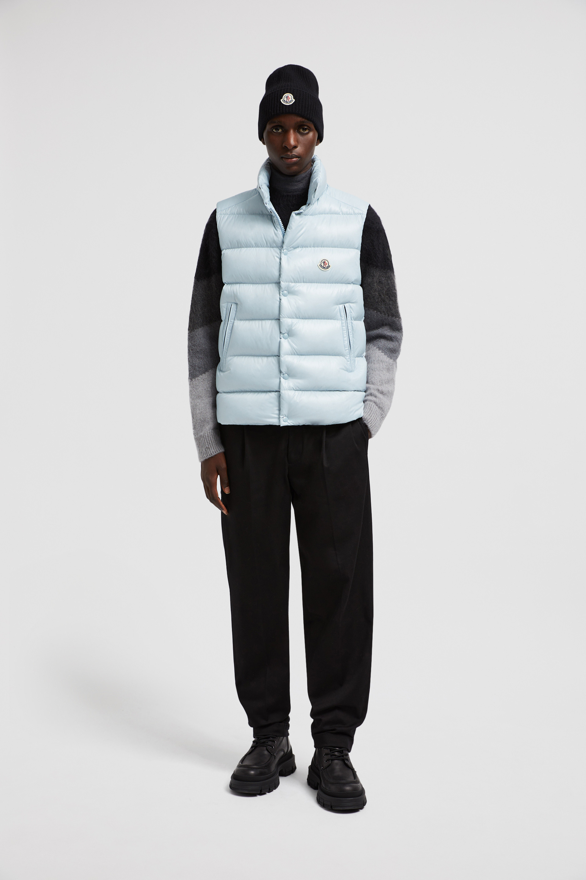 Pastel Blue Tibb Down Gilet Vests for Men Moncler CH