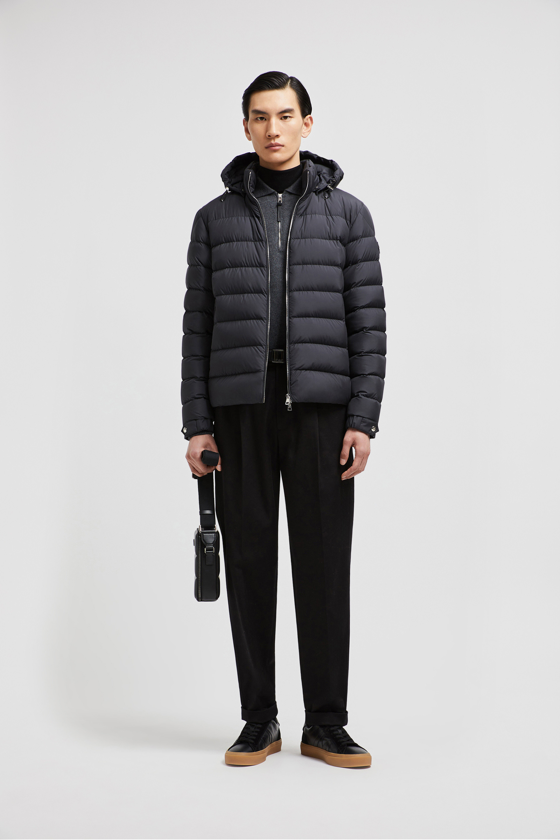 Moncler black padded jacket best sale