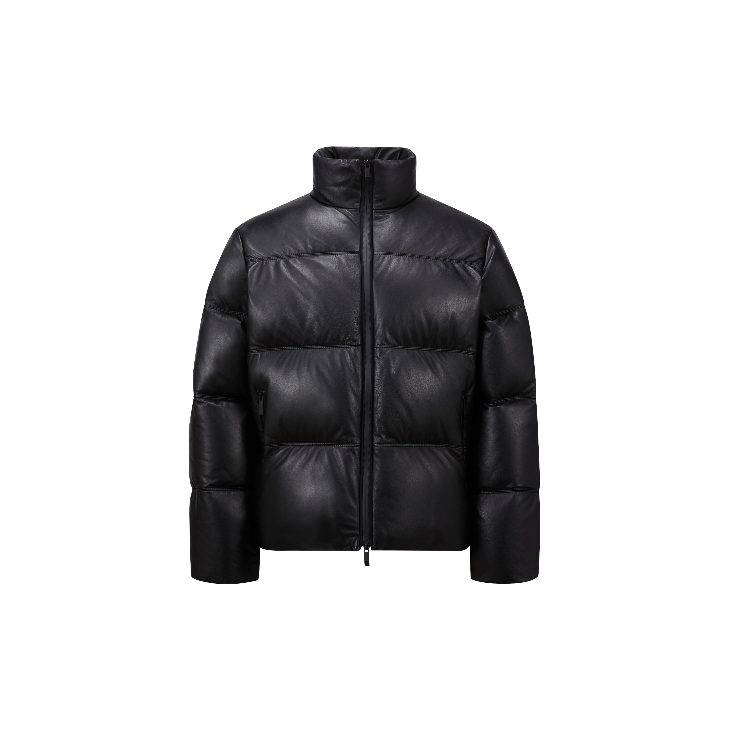 Shop Moncler Collection Doudoune En Cuir Ligont In Noir