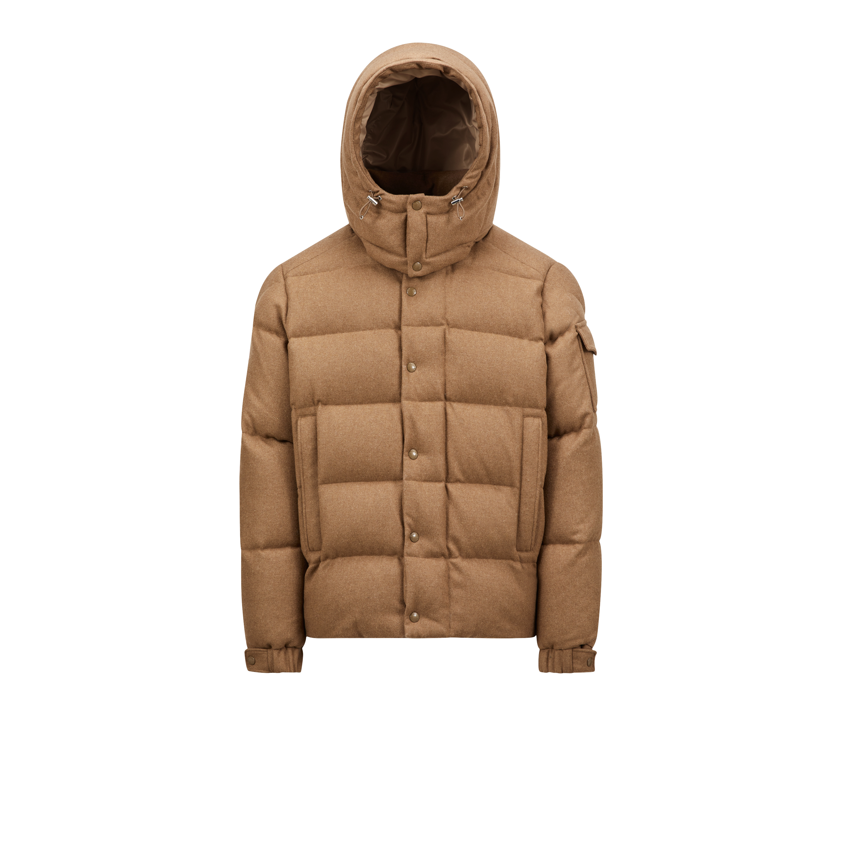 Shop Moncler Collection Doudoune Courte En Flanelle Vezere In Brown