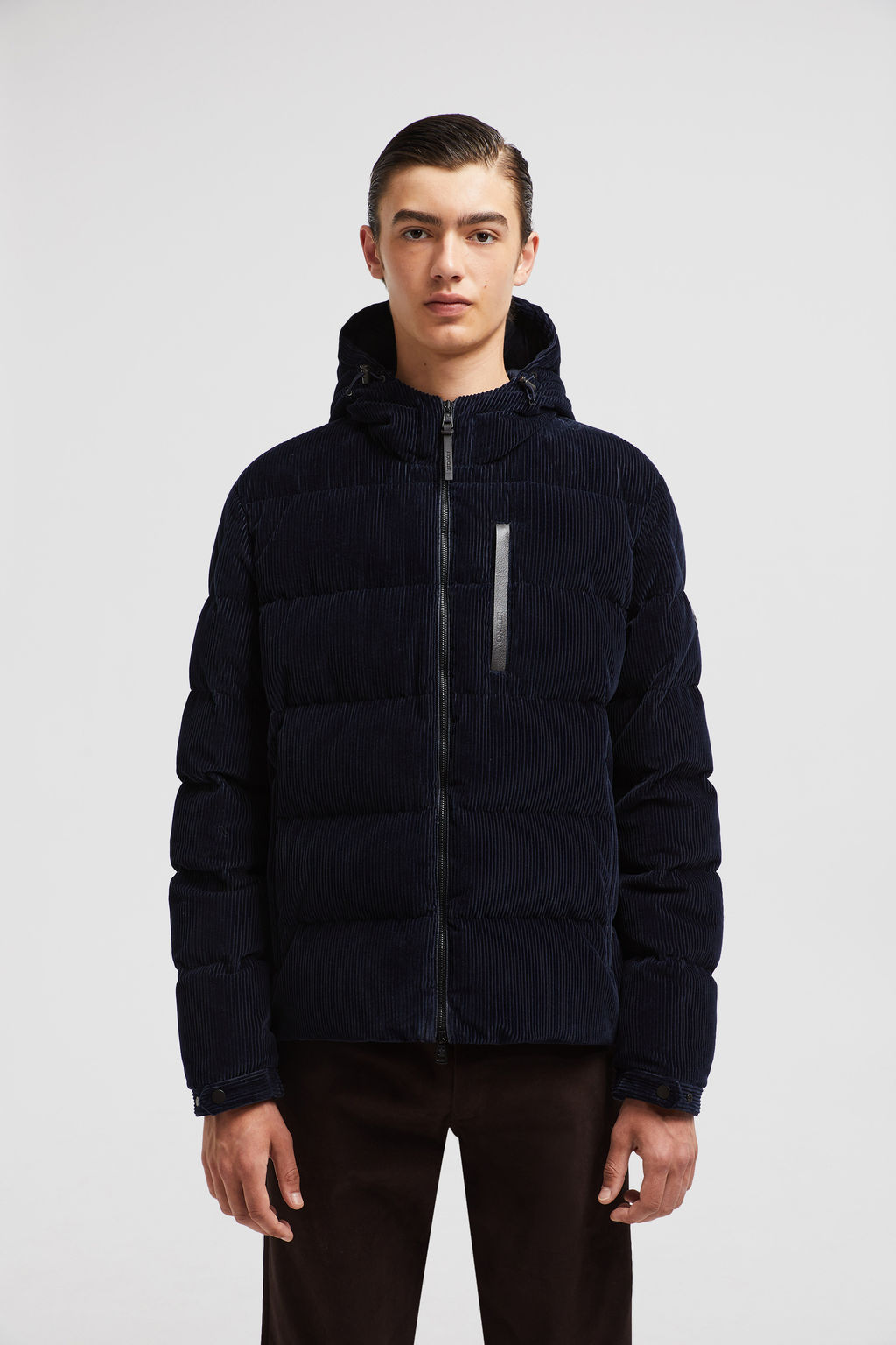 Piumino corto in velluto Vederna Blu Navy Piumini Corti Uomo Moncler IT