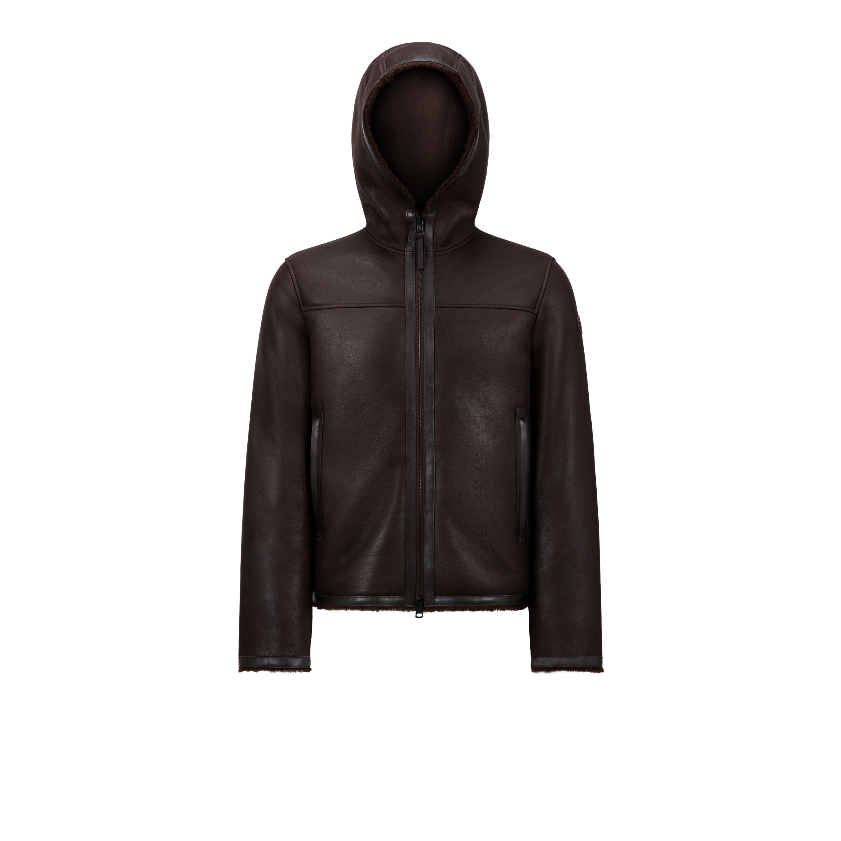 Moncler Collection Doudoune Charnassere En Cuir Nappa In Marron