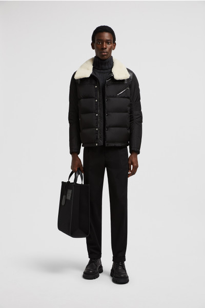 Black Leo Hooded Shearling Down Biker Jacket - Short Down Jackets for Men |  Moncler US