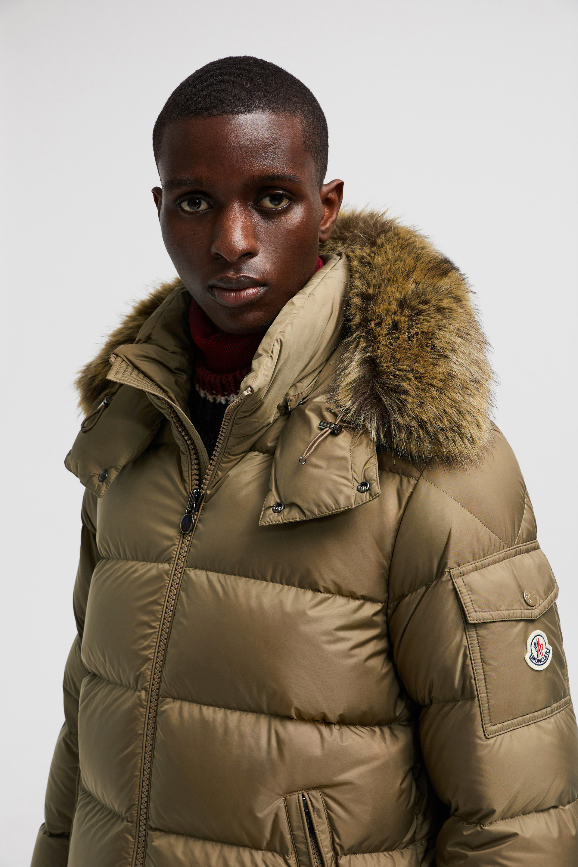 Moncler sale Puffer Brown Fur Trim Jacket