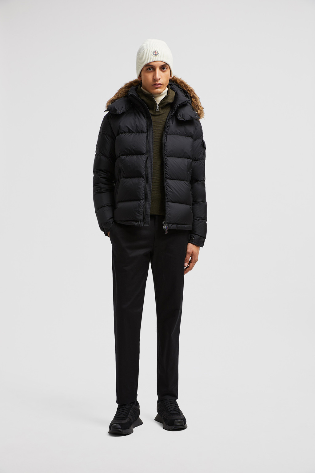 Black moncler coat men best sale